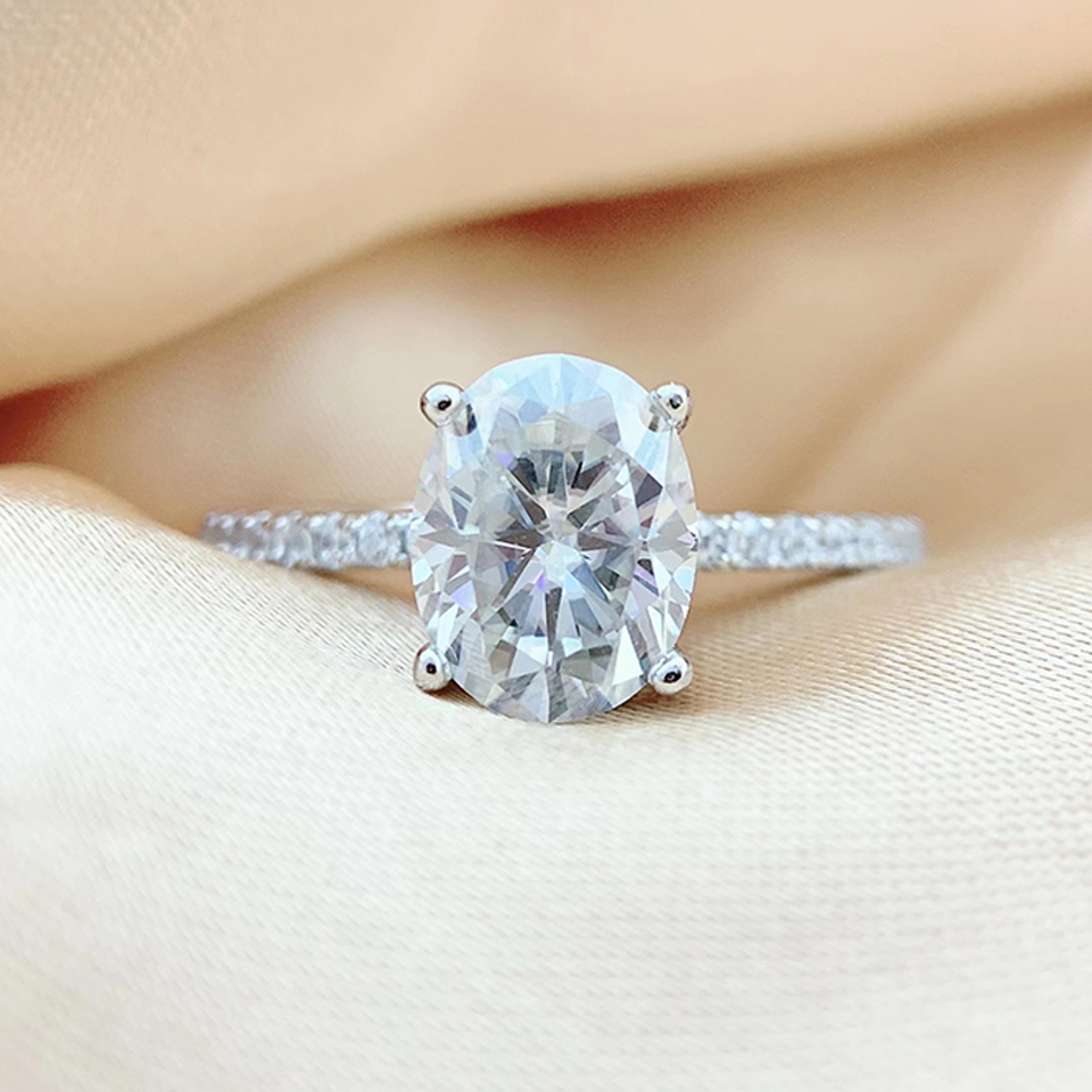 oval cut moissanite engagement ring sterling silver