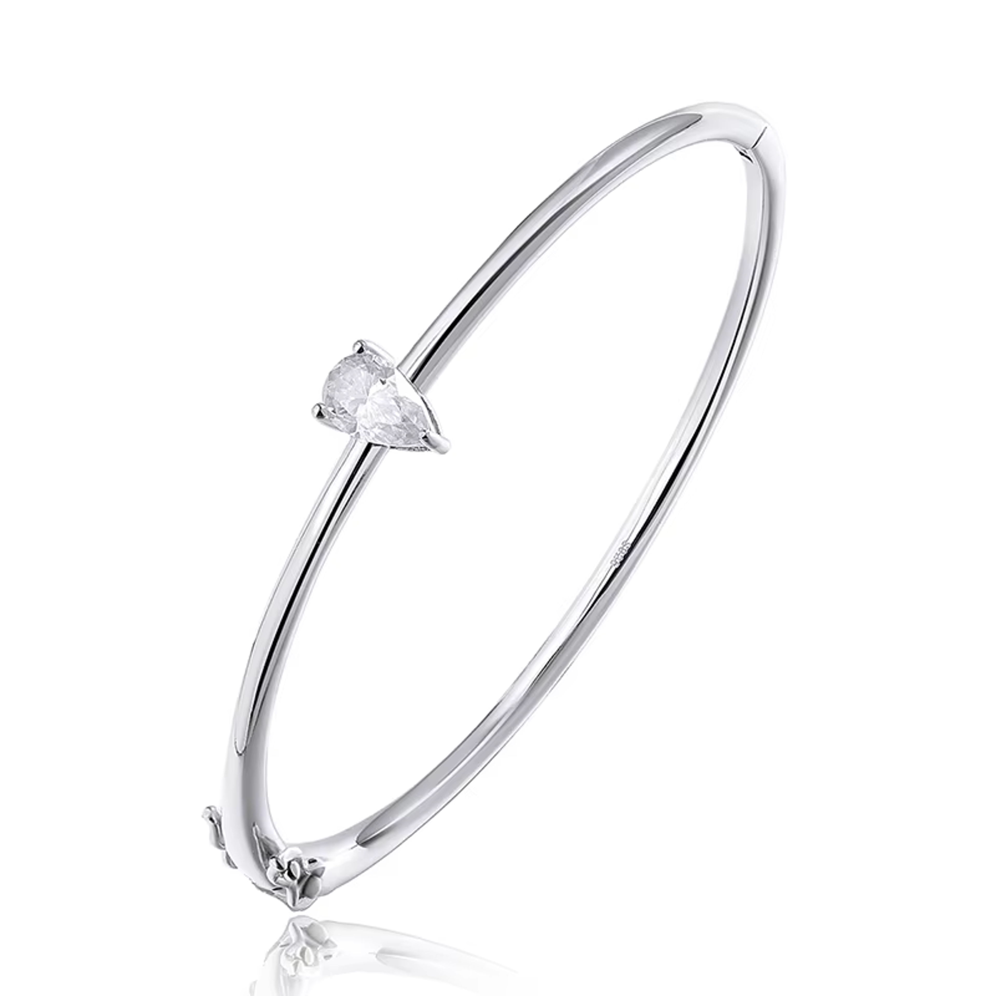 pear cut moissanite bangle sterling silver bracelet for women