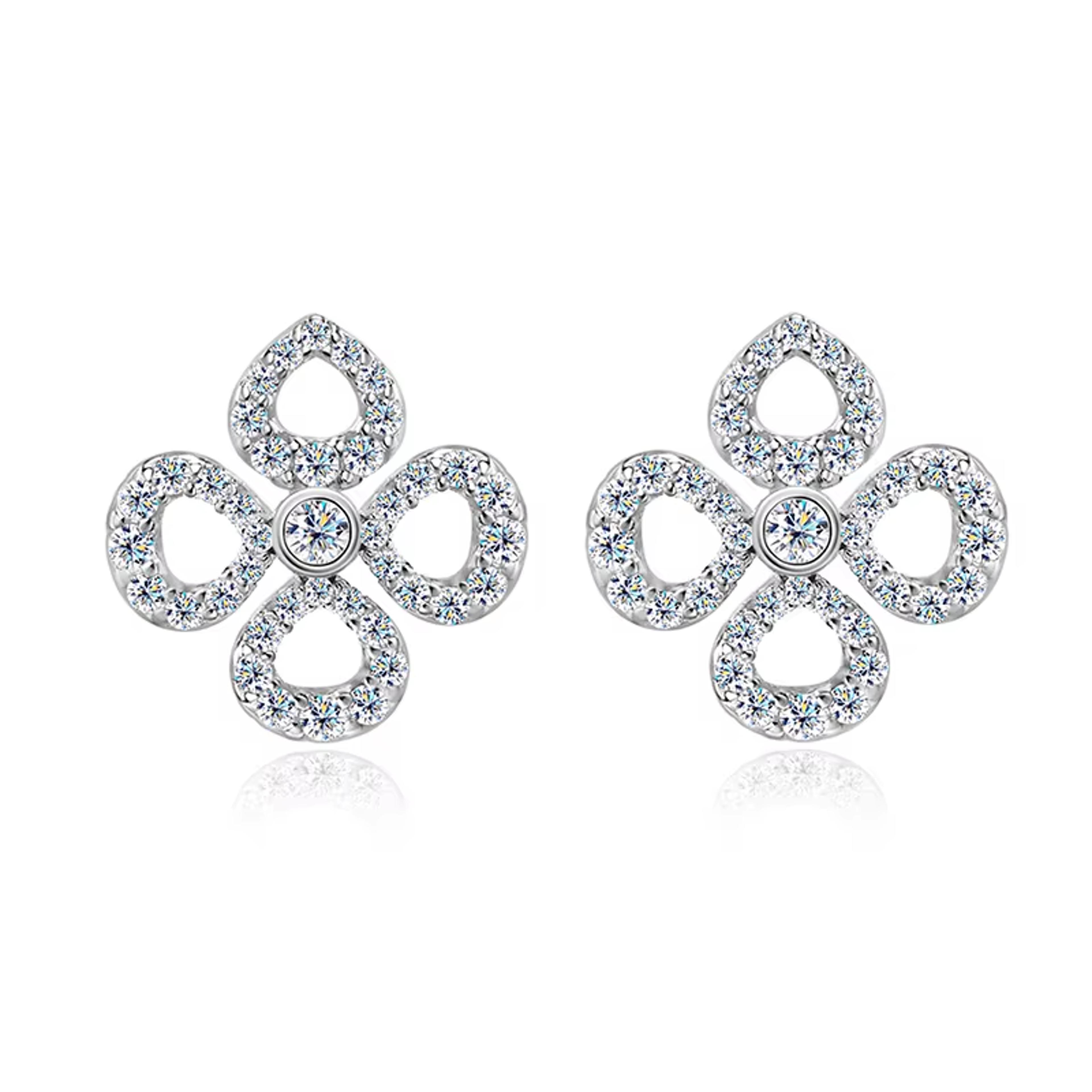 moissanite flower stud earrings sterling silver round cut jewelry