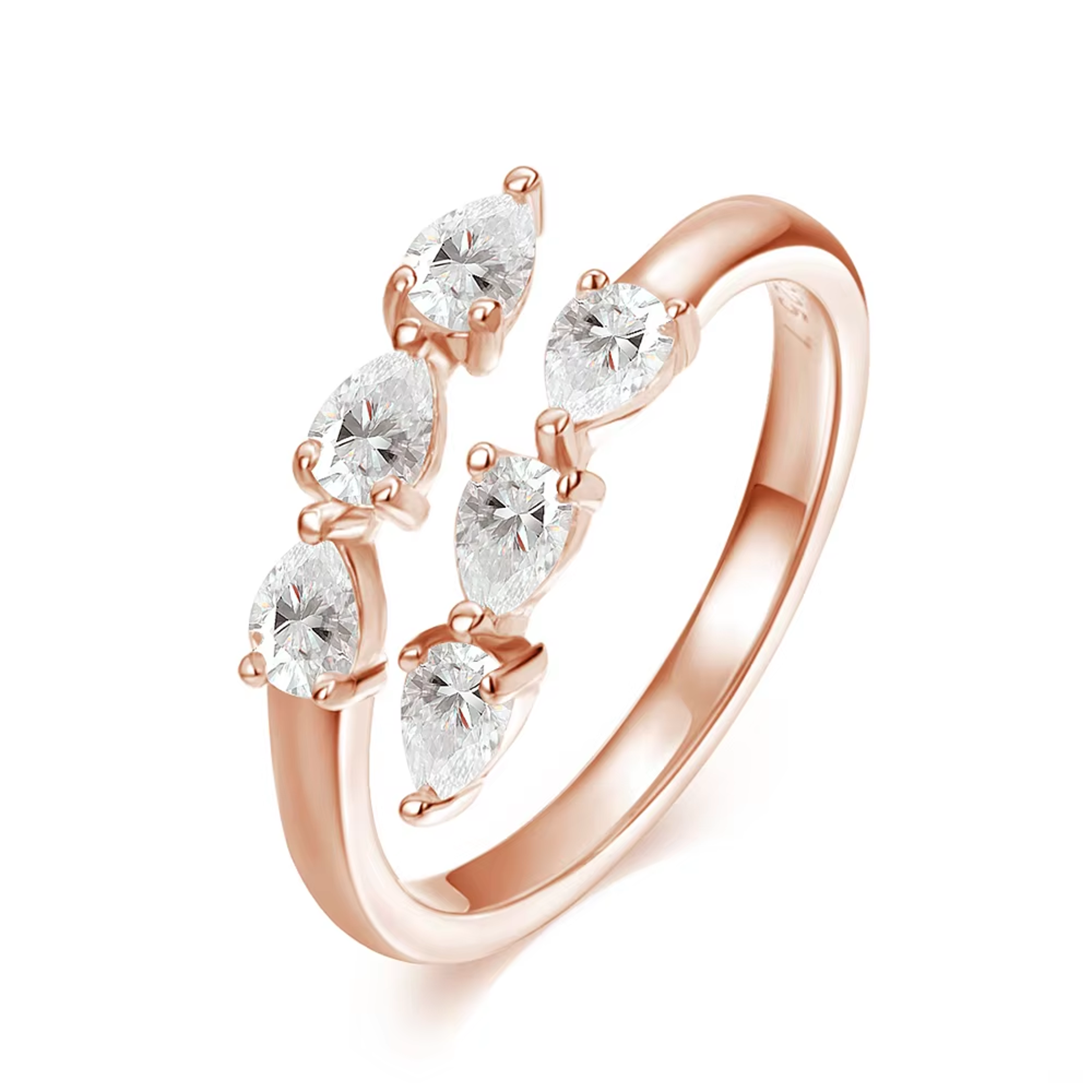 water drop moissanite promise ring in sterling silver