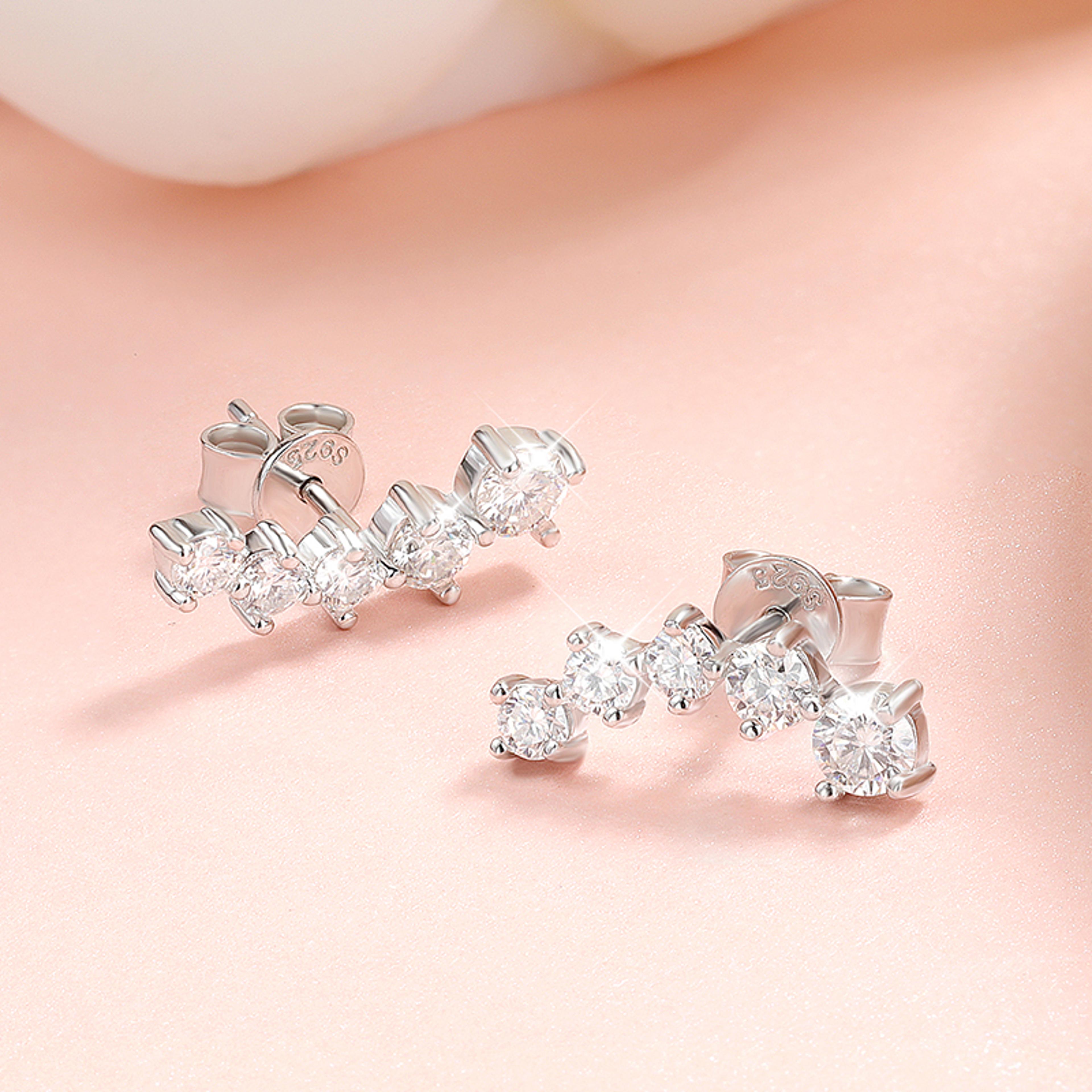gradient moissanite stud earrings in sterling silver