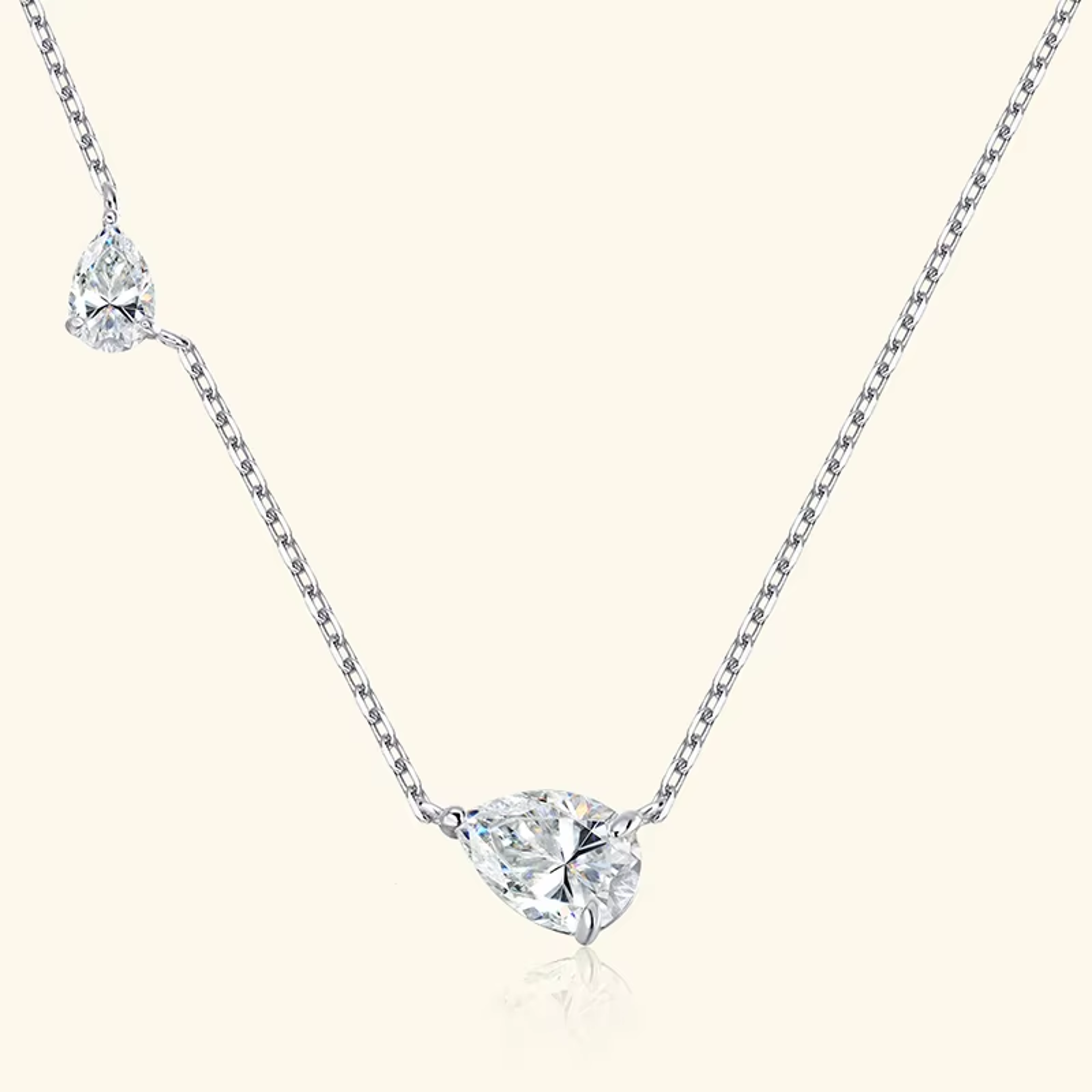 pear cut moissanite necklace sterling silver two stone pendant