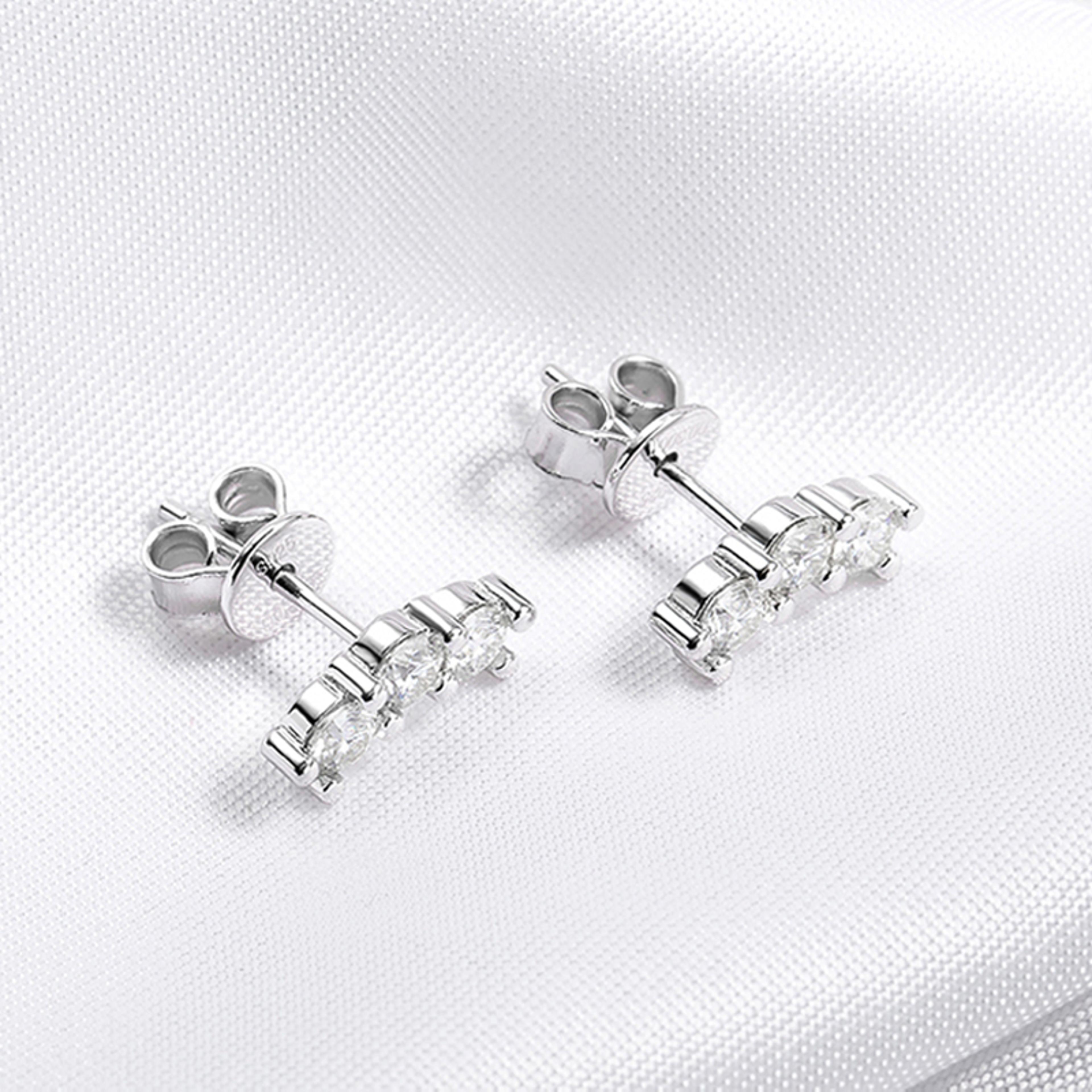 moissanite stud earrings rhodium plated sterling silver