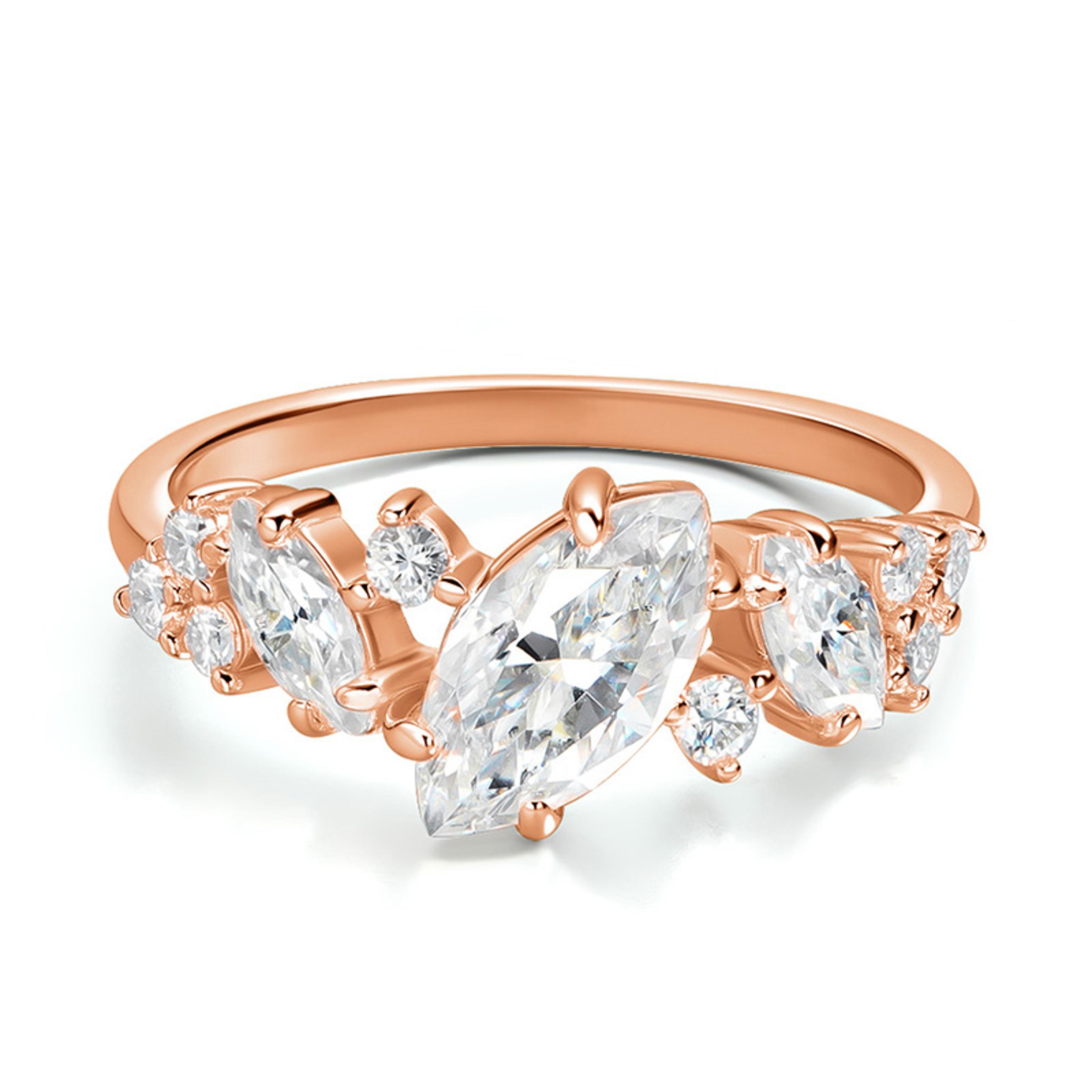 marquise moissanite engagement ring sterling silver wedding ring for women