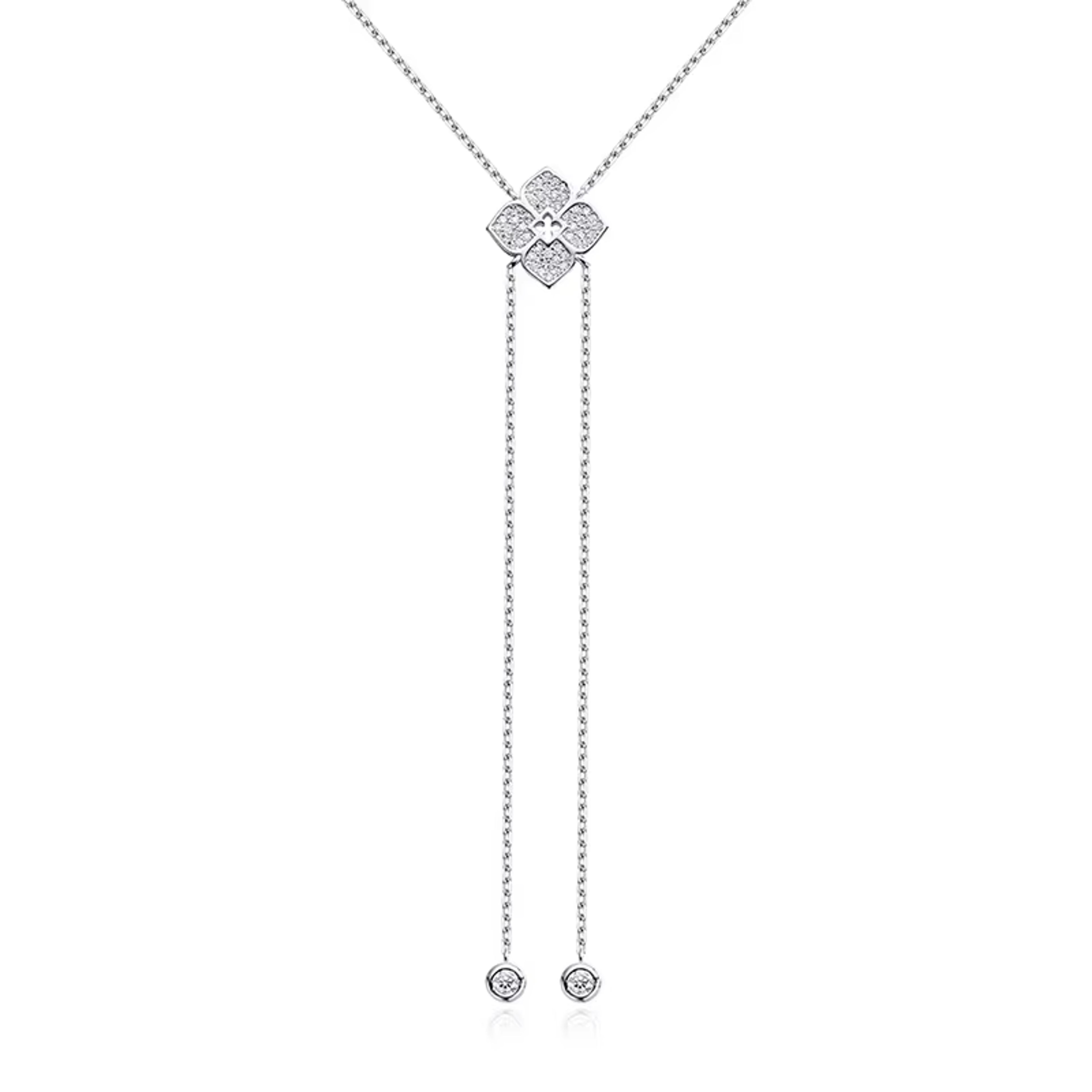 sparkling moissanite flower necklace sterling silver long chain pendant