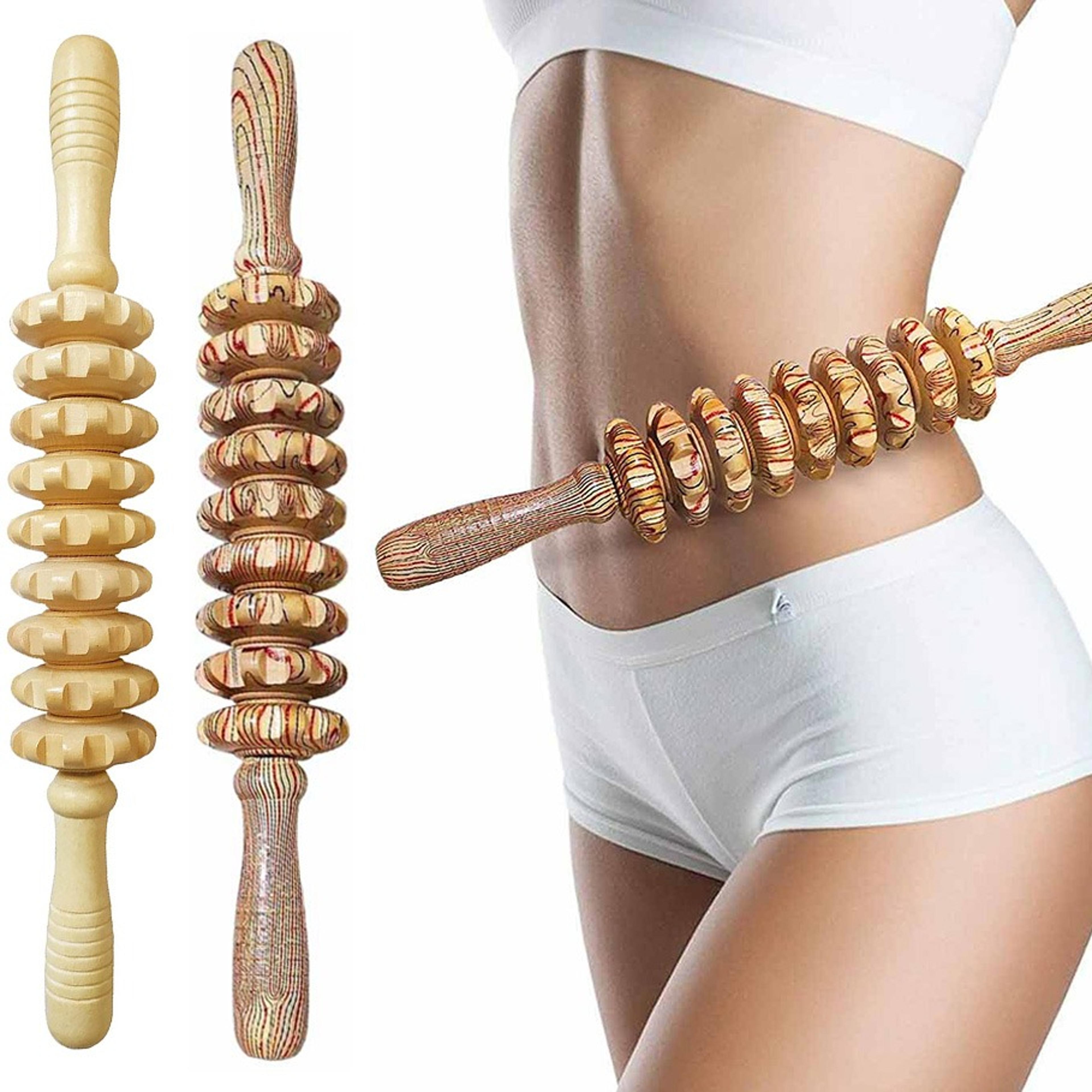 roller wooden massage stick for deep tissue muscle relief and body massage
