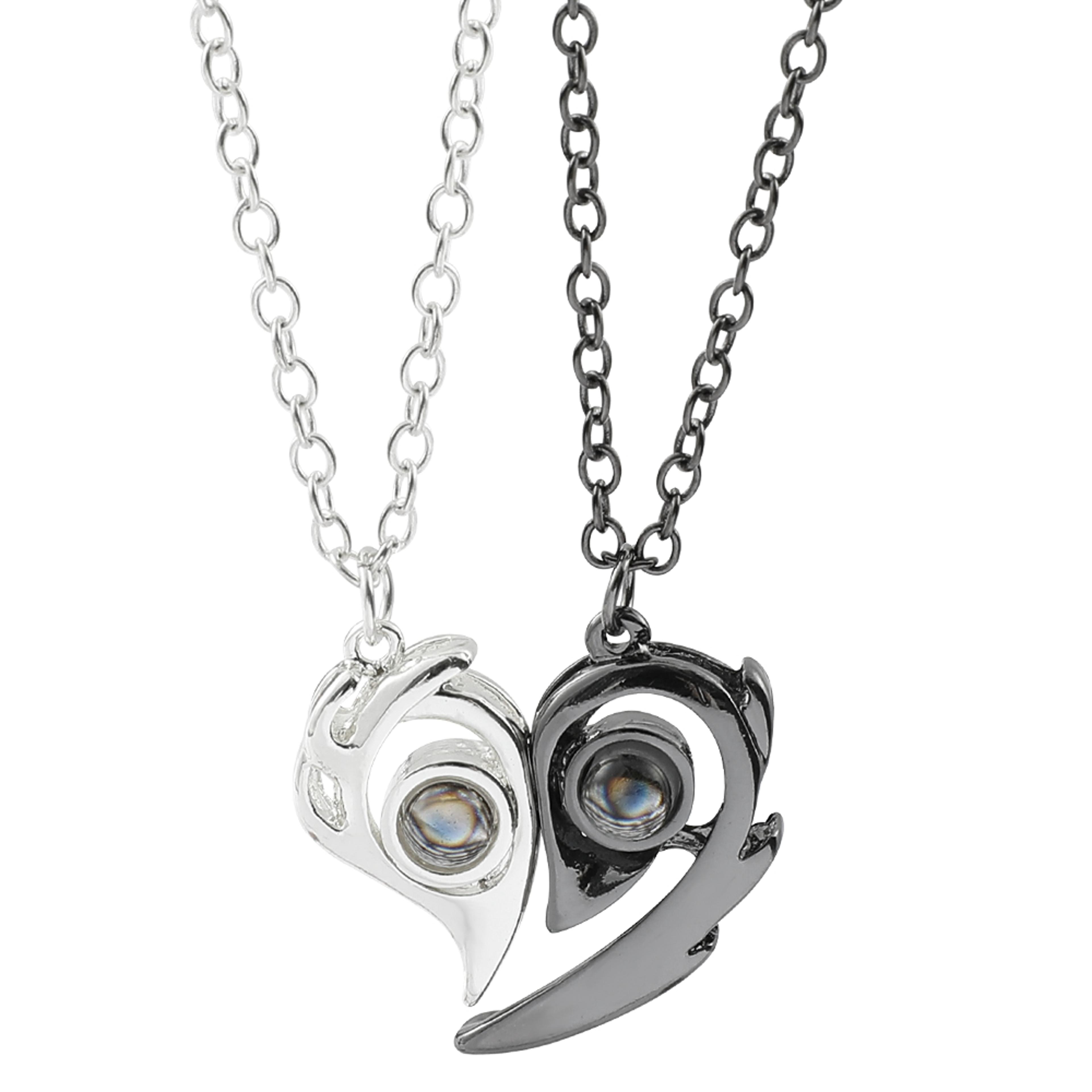 magnetic couple heart necklace set