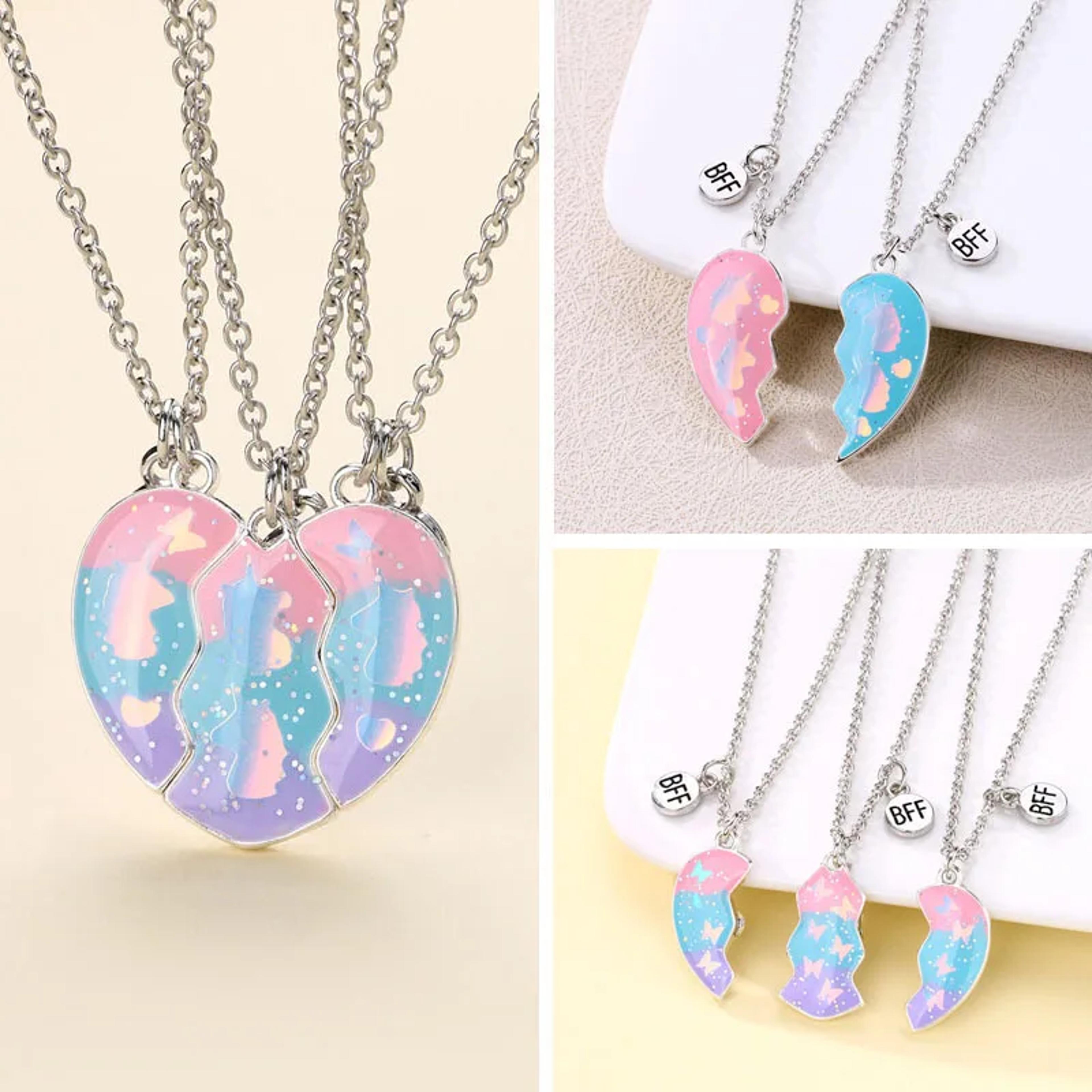 magnetic best friend necklace set butterfly unicorn heart bff jewelry for kids