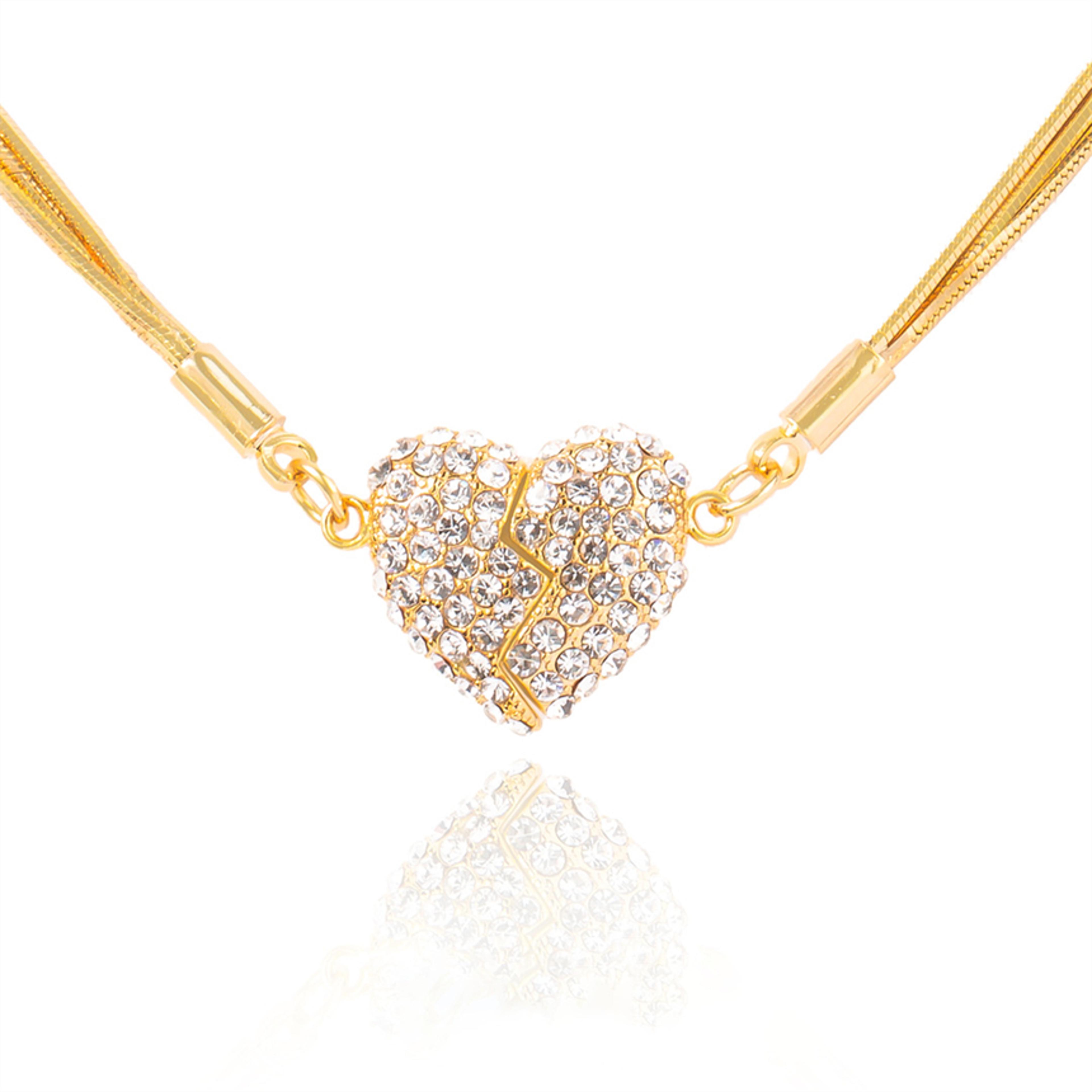 stainless steel zircon magnetic heart pendant necklace for women