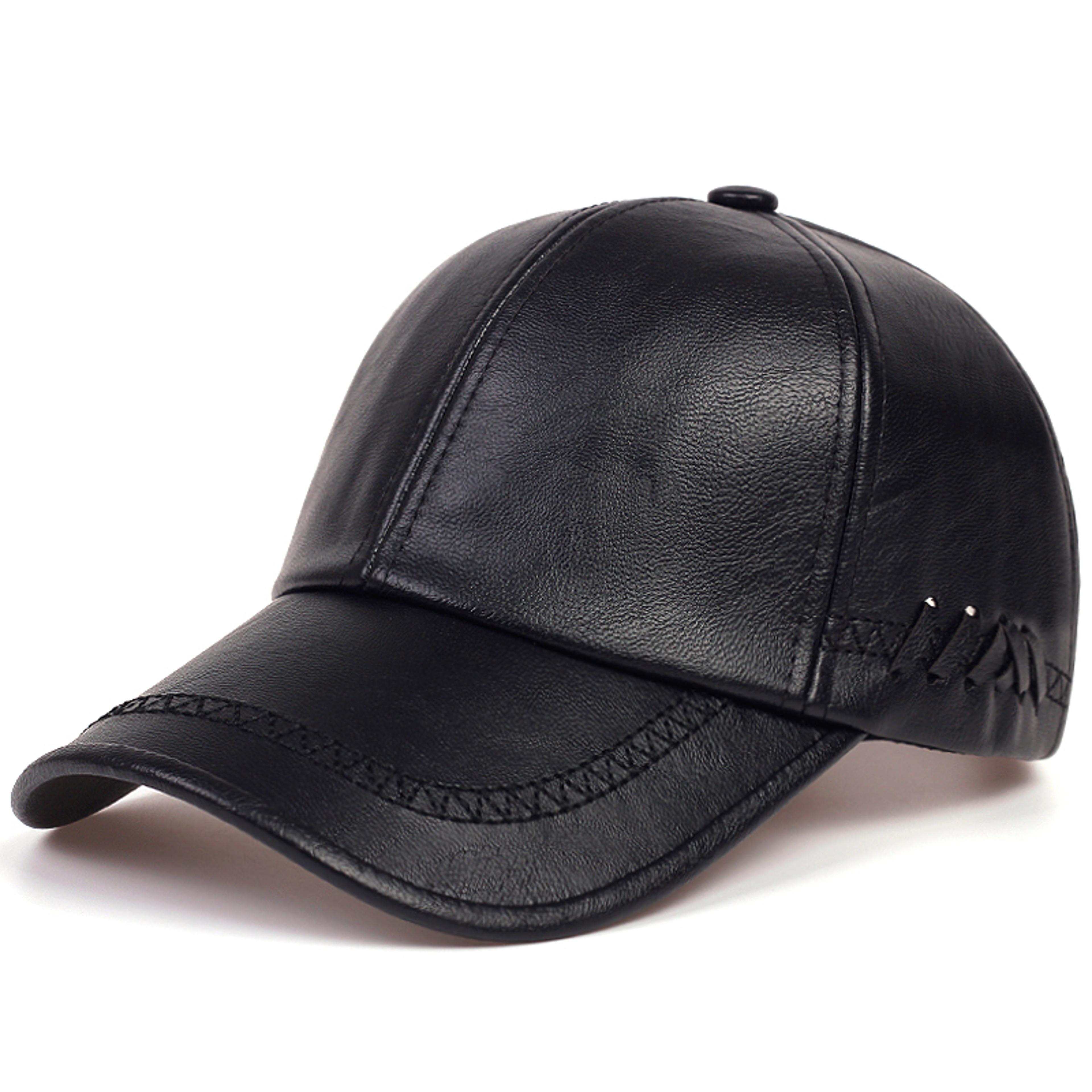 winter leather baseball cap adjustable unisex snapback hat
