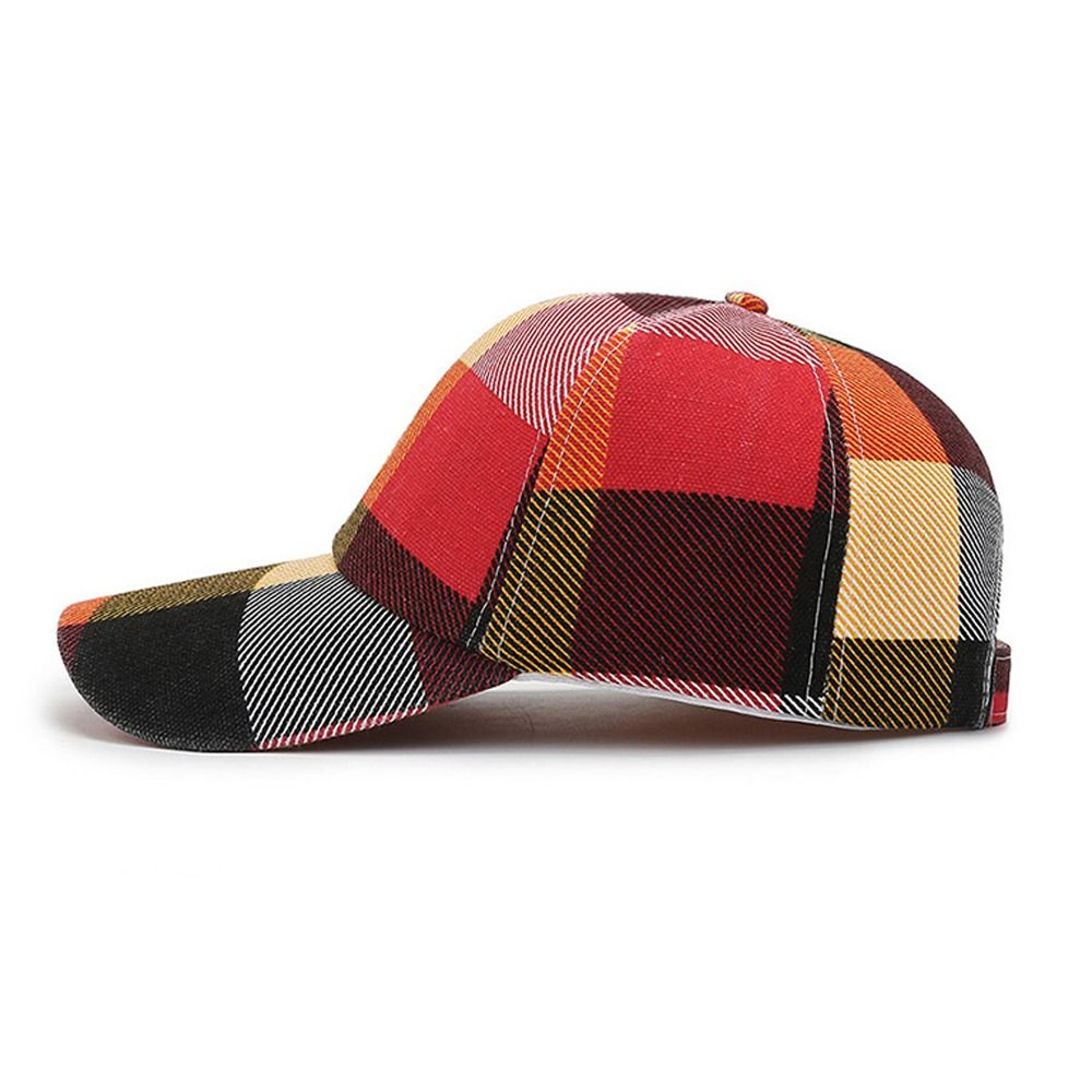 plaid baseball cap adjustable unisex sun hat for casual outdoor style