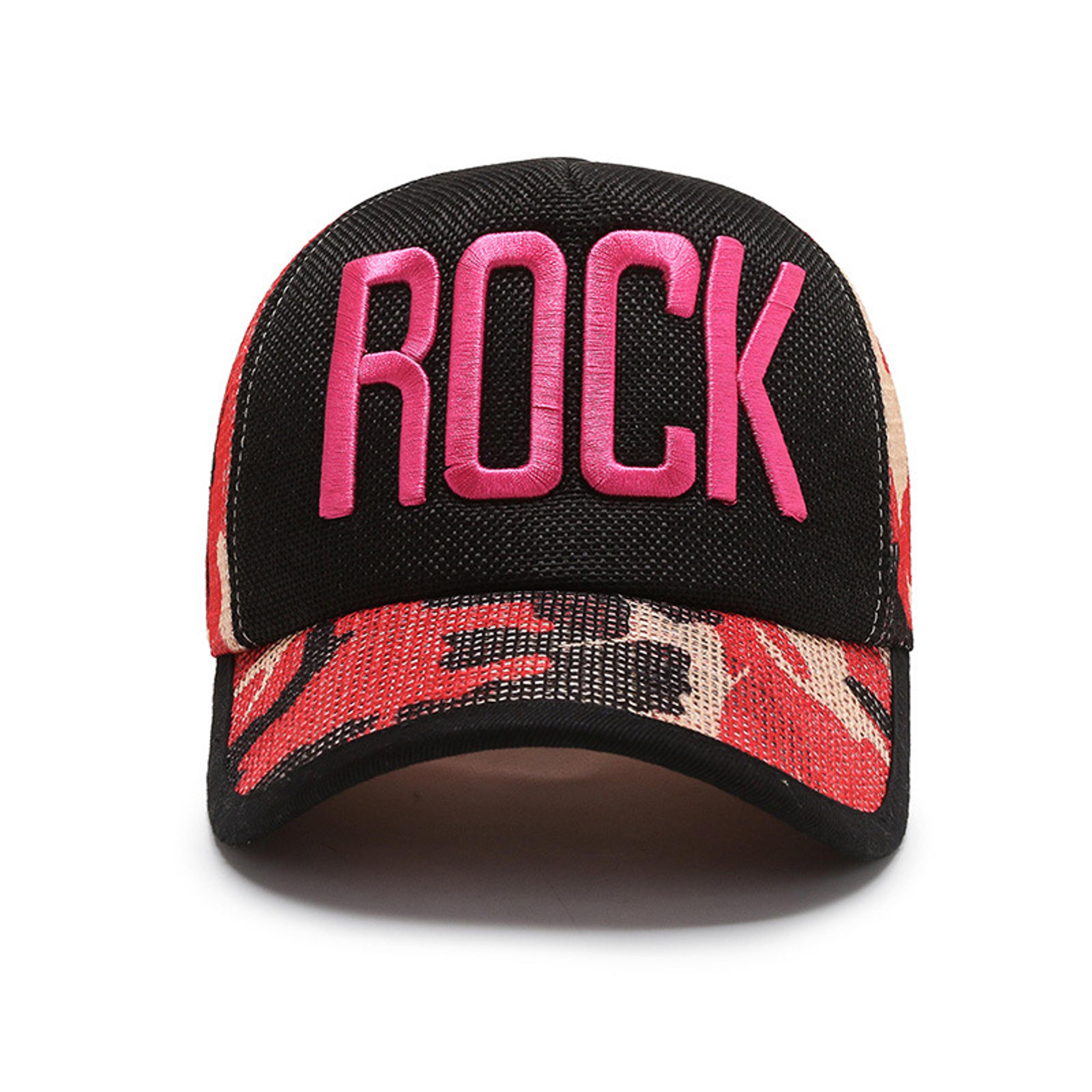breathable camouflage mesh baseball cap with embroidered design