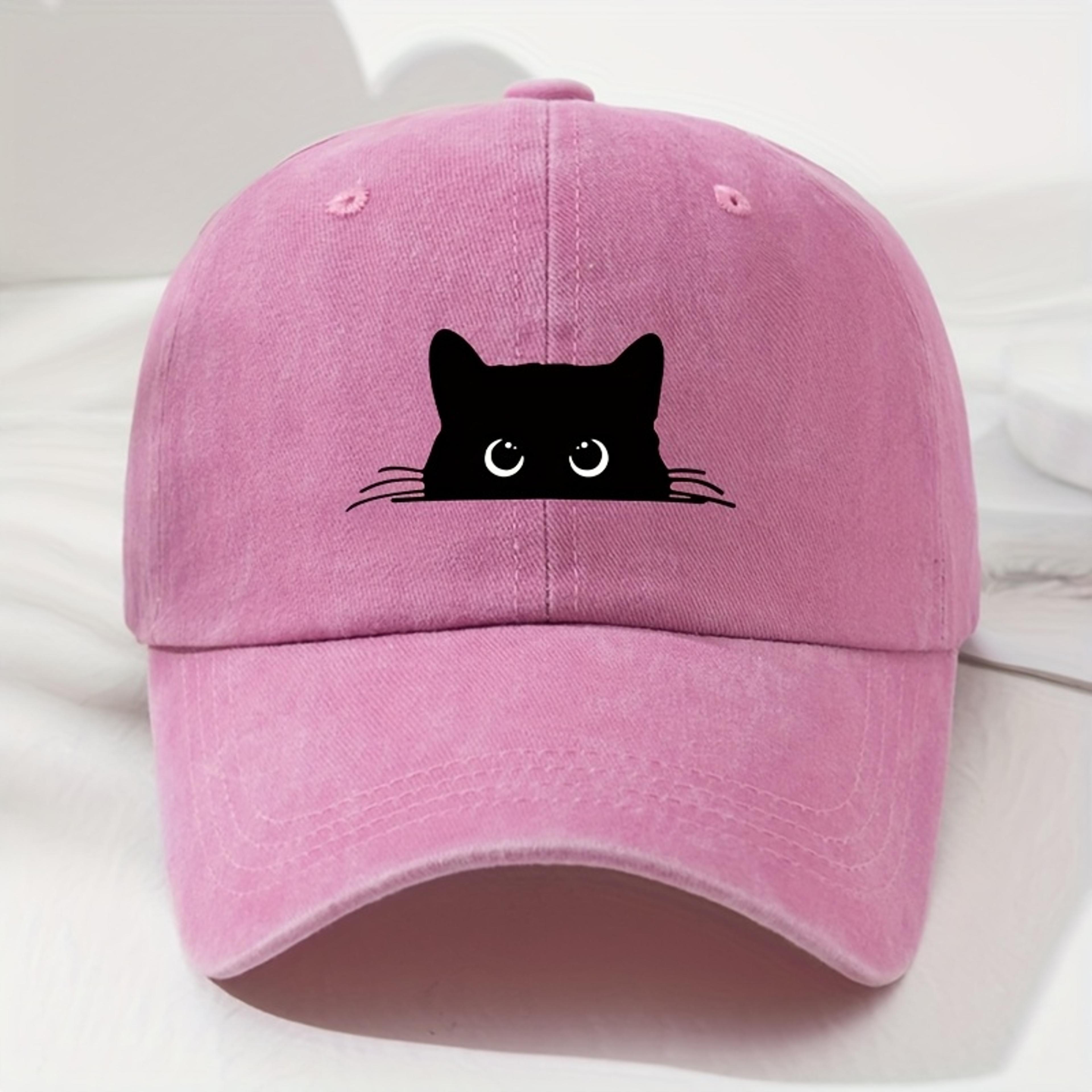 vintage cat print baseball cap adjustable unisex dad hat