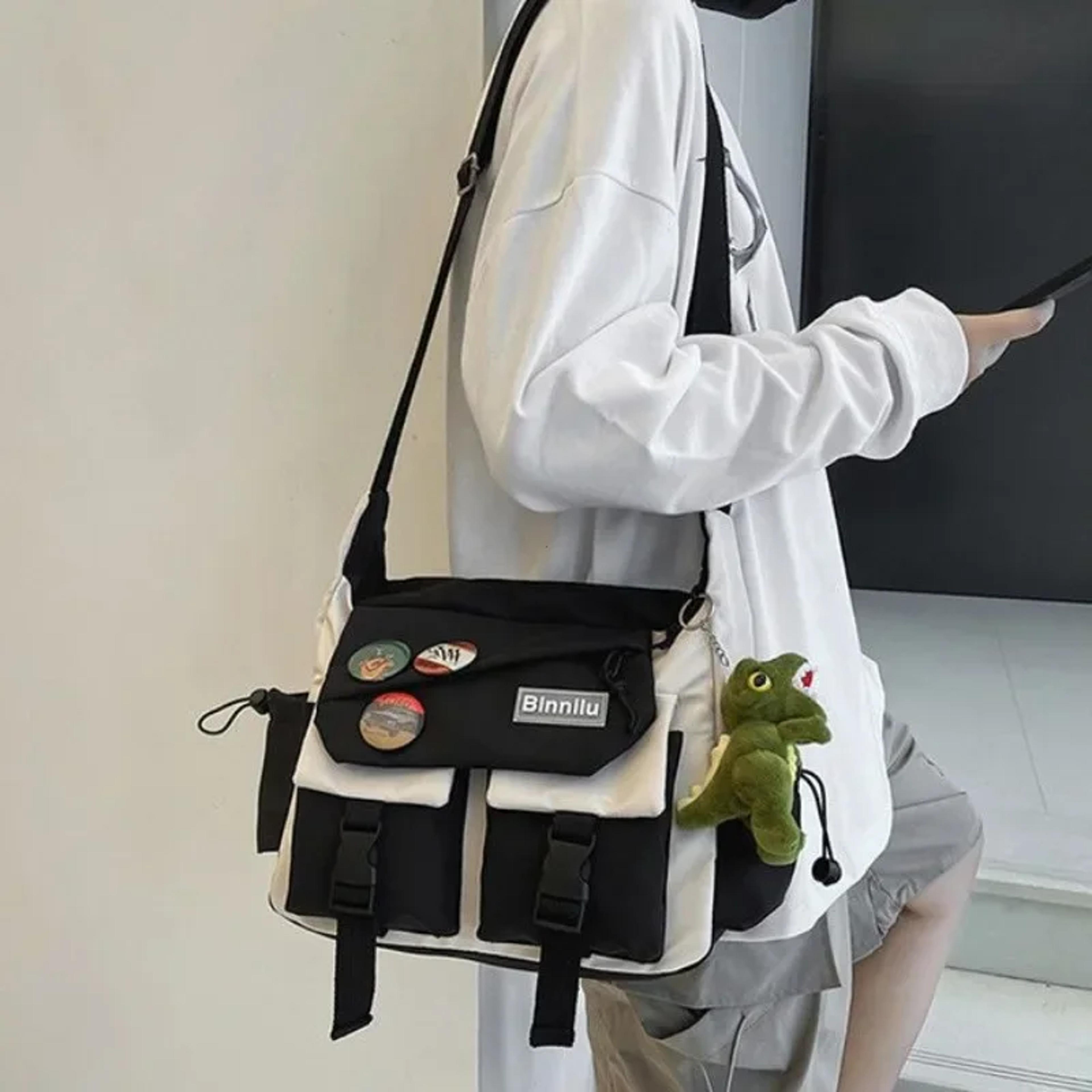 harajuku nylon crossbody messenger bag for school and everyday carry