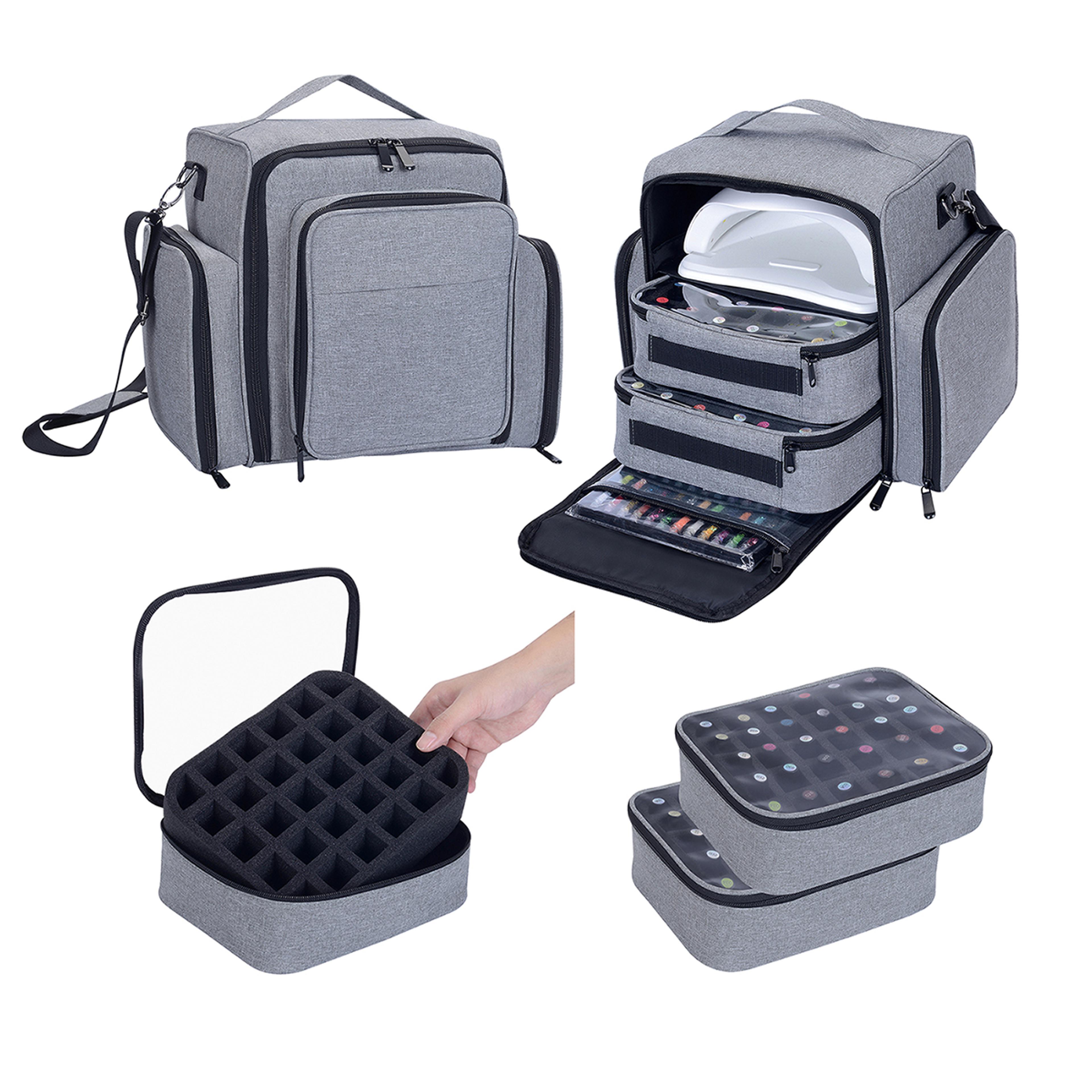 bottle nail polish organizer bag with nail lamp storage