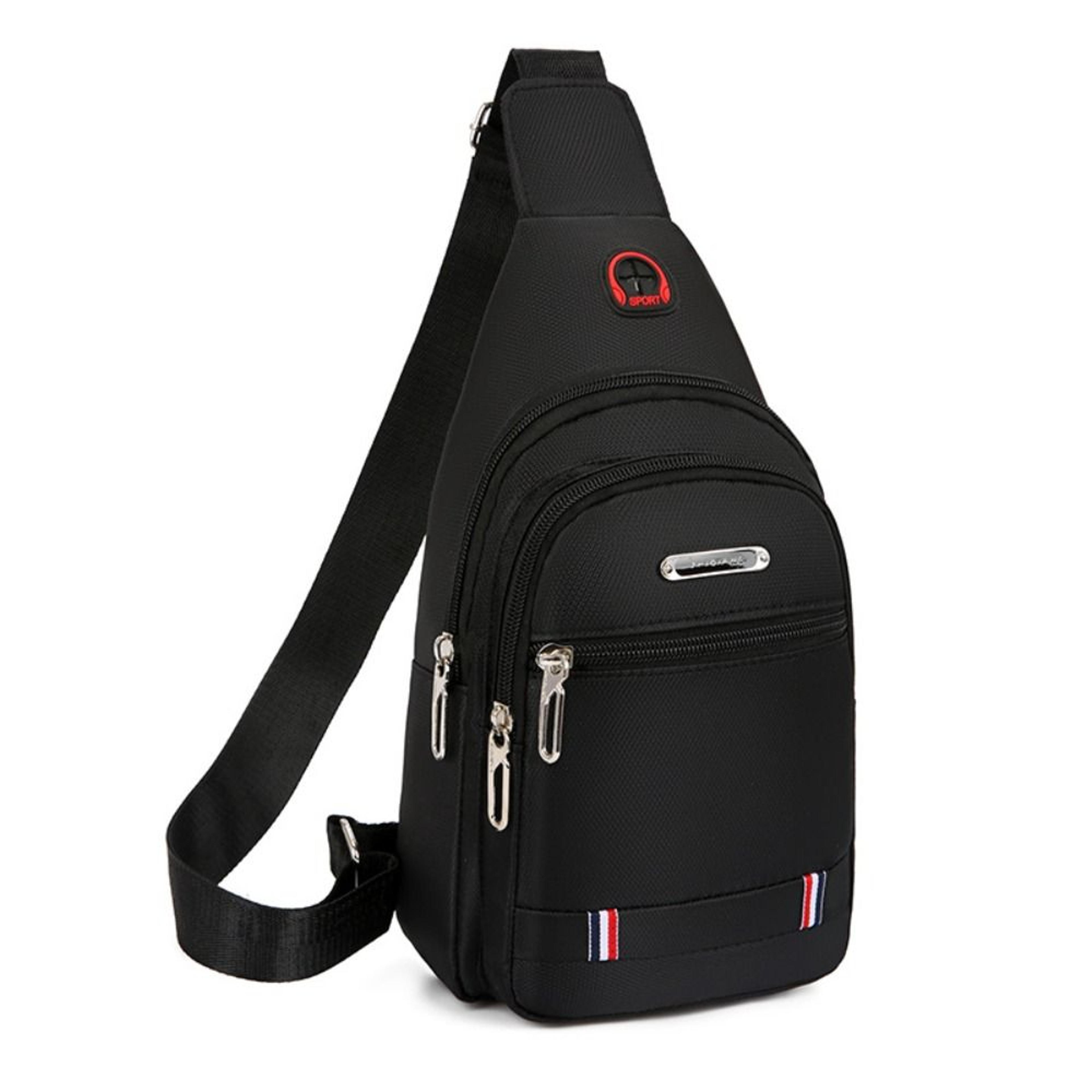 mens oxford crossbody bag with usb charging port and zipper compartments