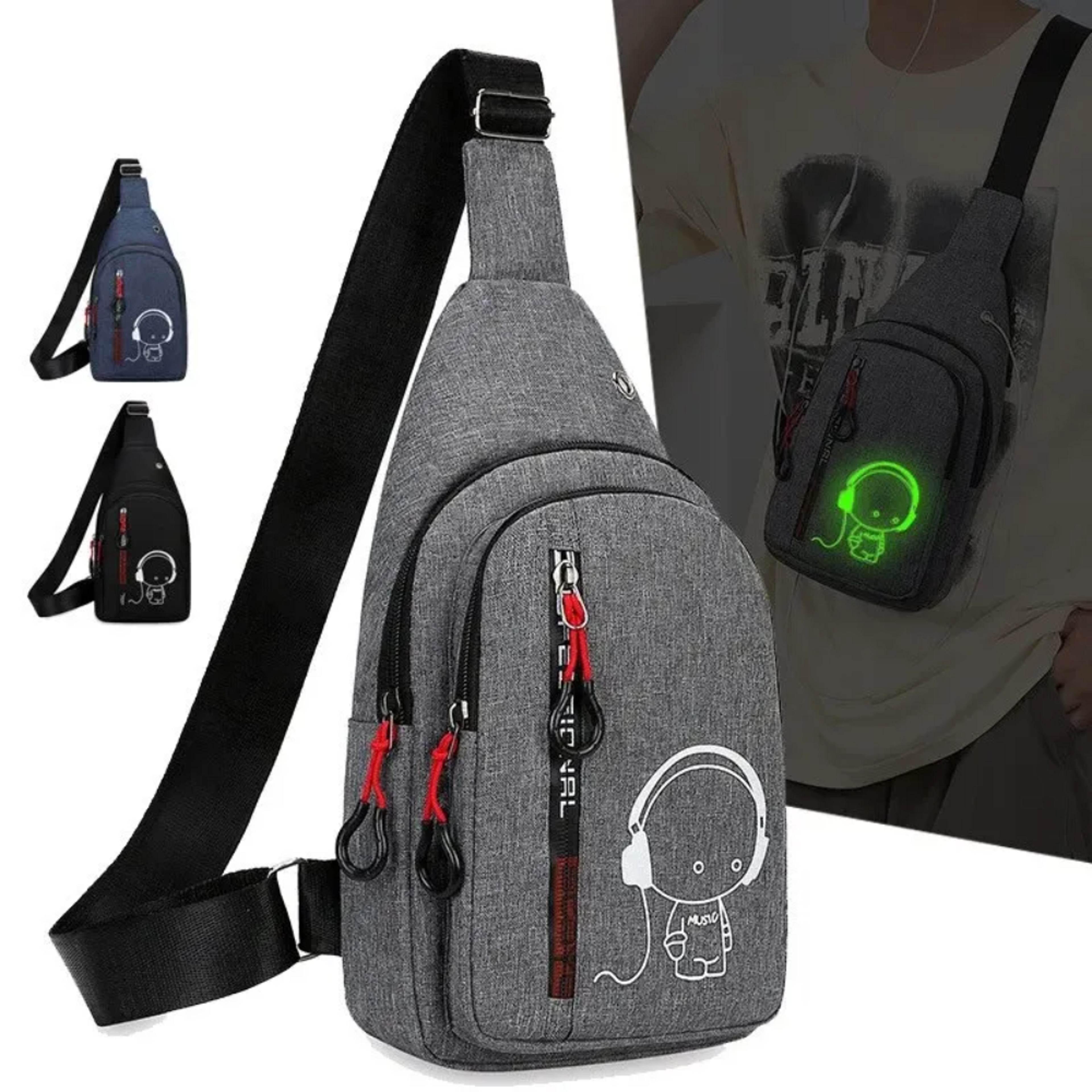 mens crossbody chest bag light weight cycling shoulder bag