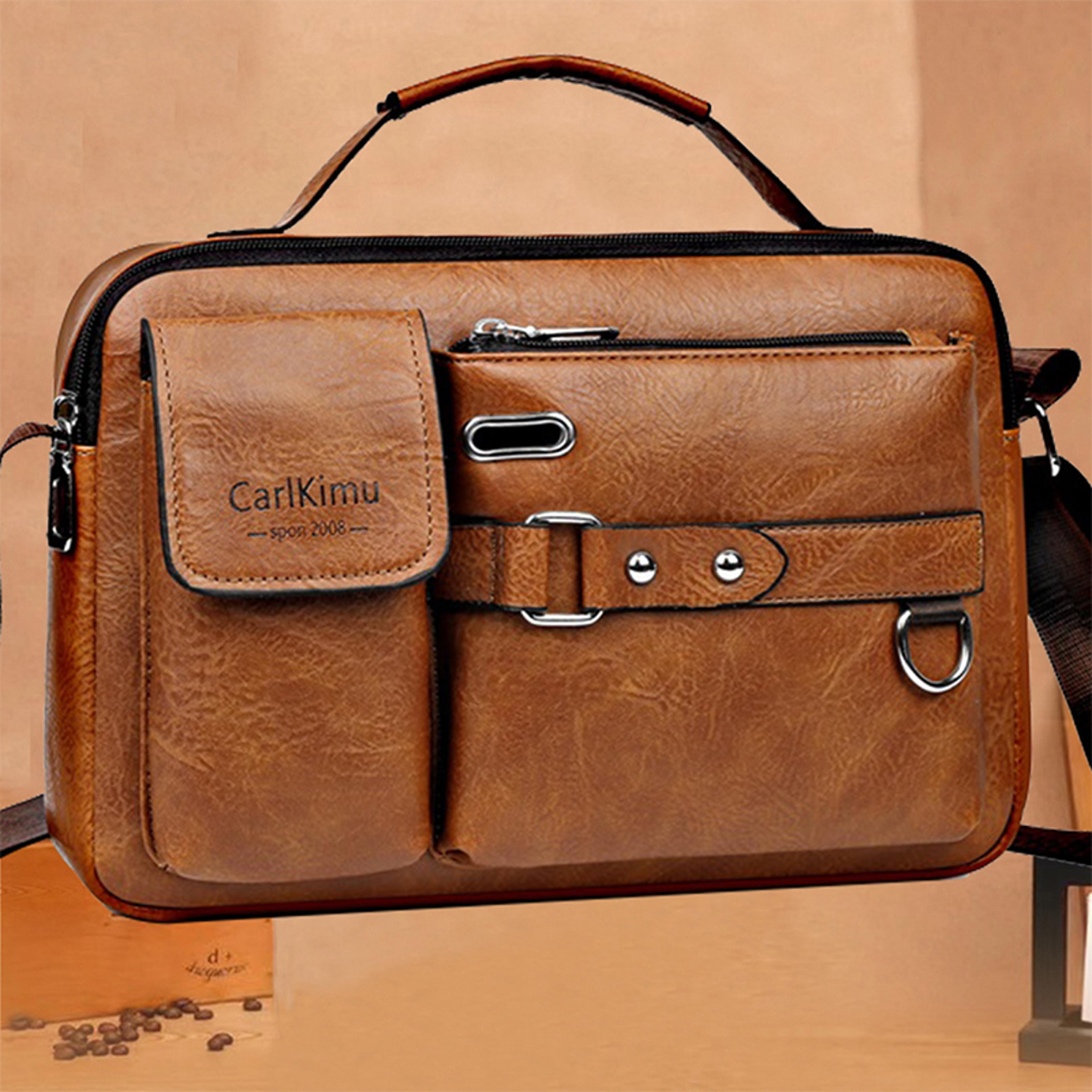 retro waterproof messenger bag for men large capacity laptop briefcase