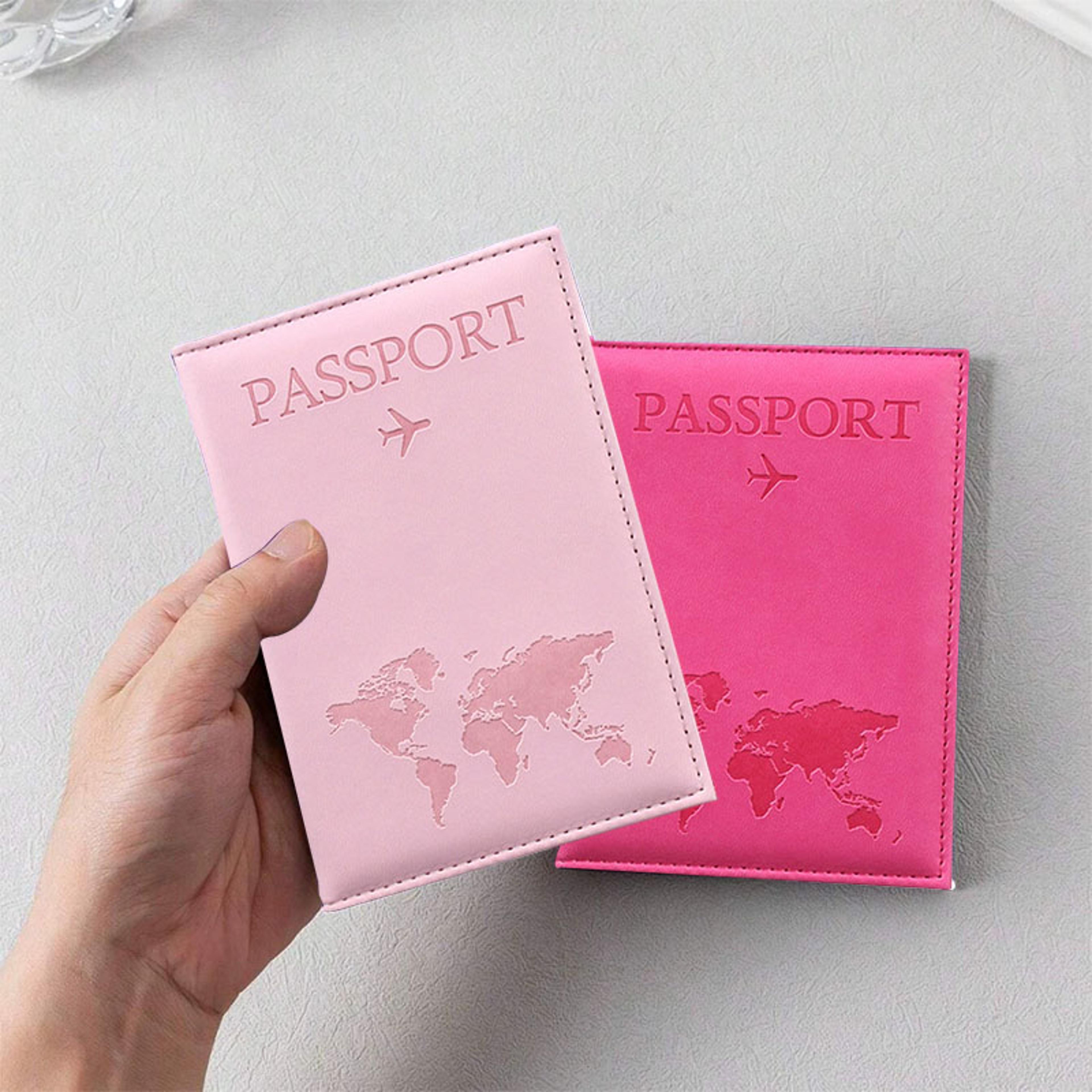 pu leather passport cover with card holder and world map design