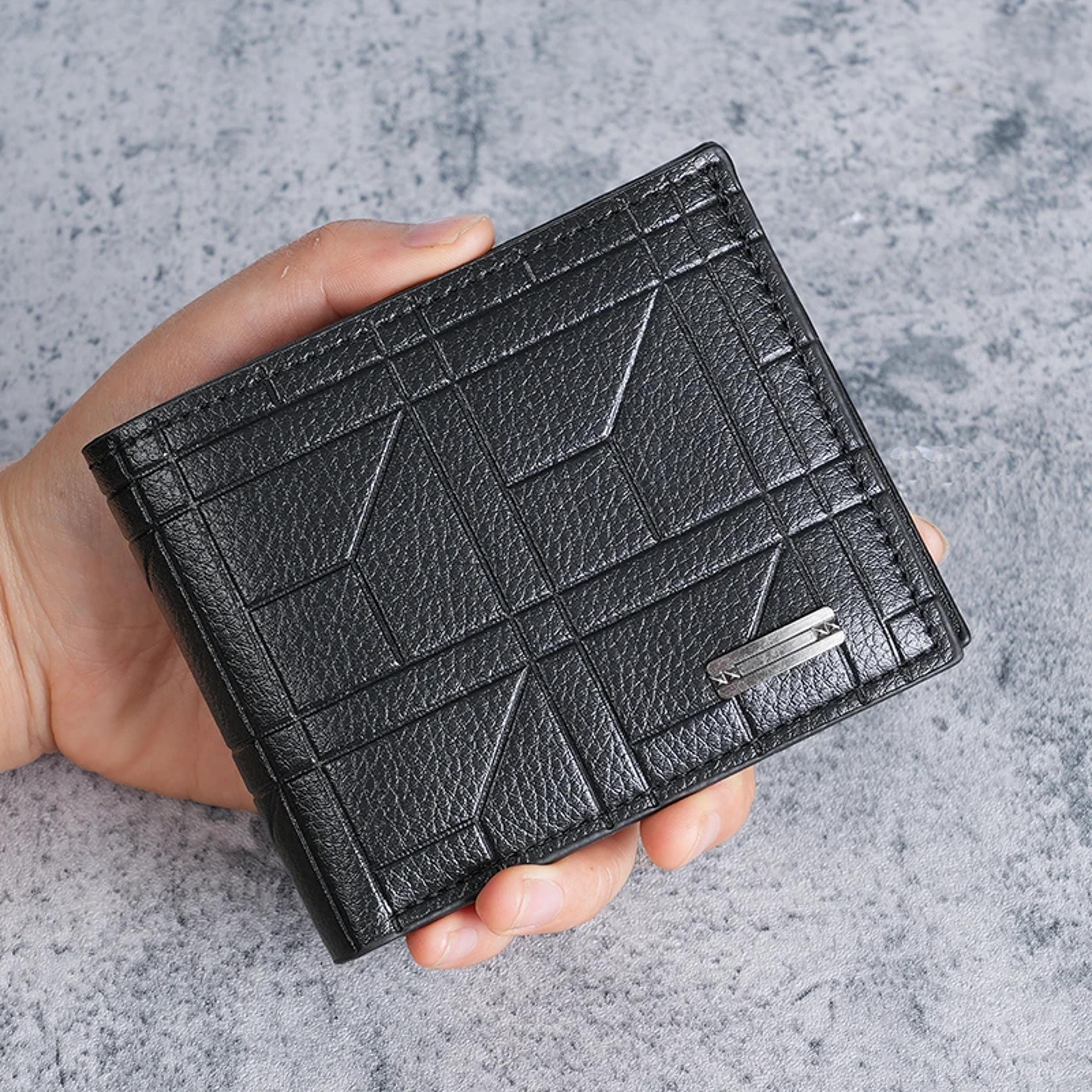 mens checkered short wallet with multi card storage