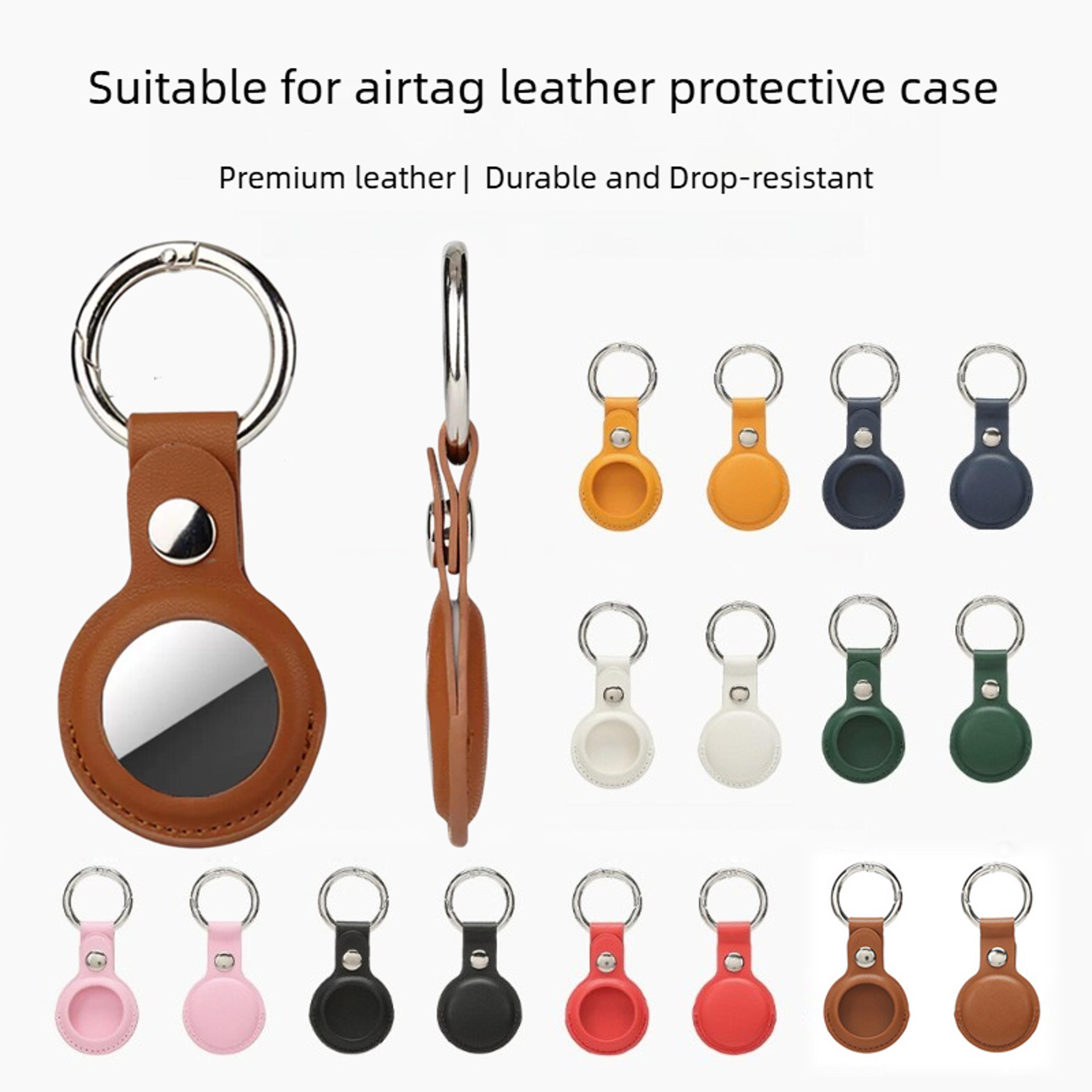 pu leather airtag protective keyring case
