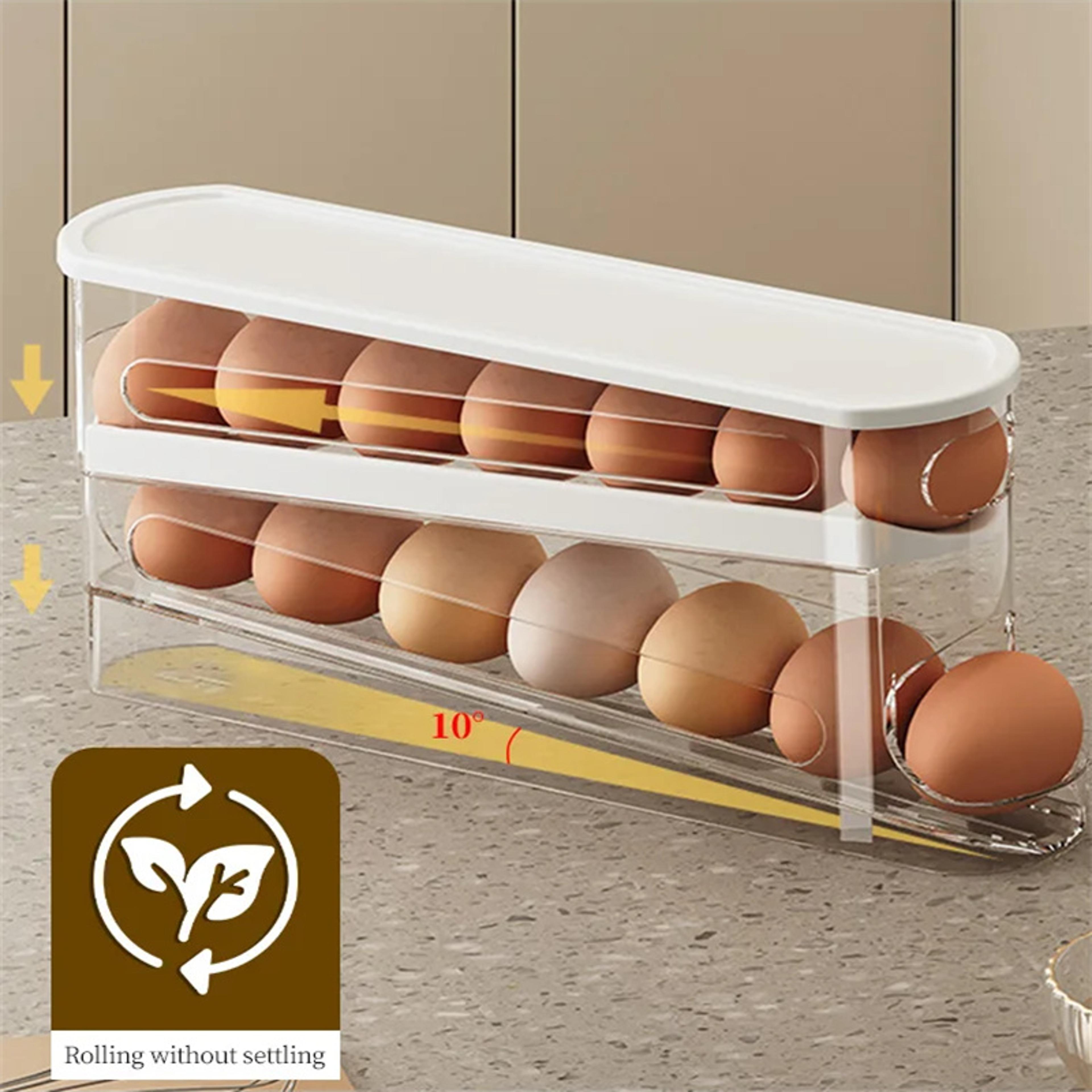 automatic rolling egg dispenser bilayer refrigerator organizer