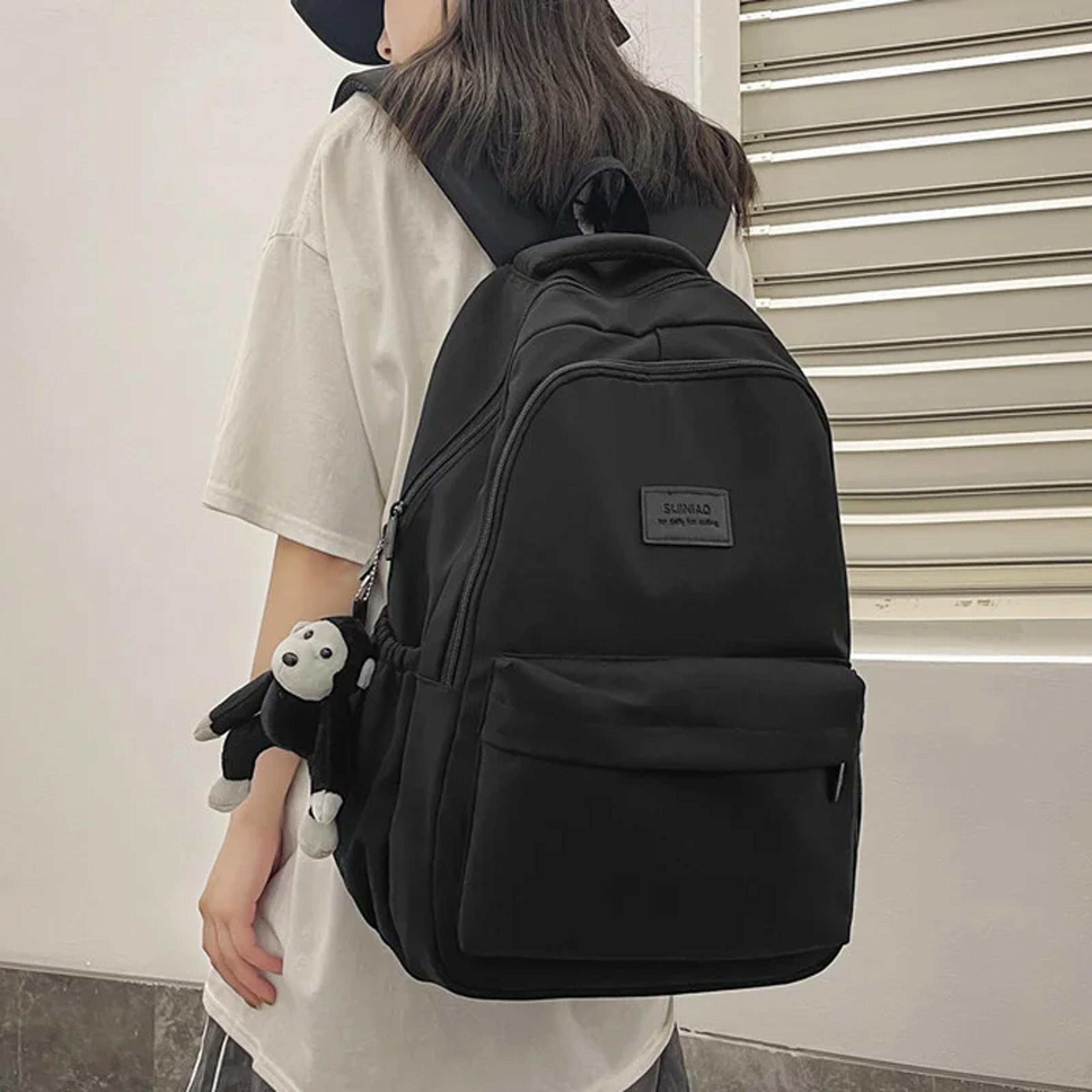multi pocket canvas laptop backpack for school college and everyday use