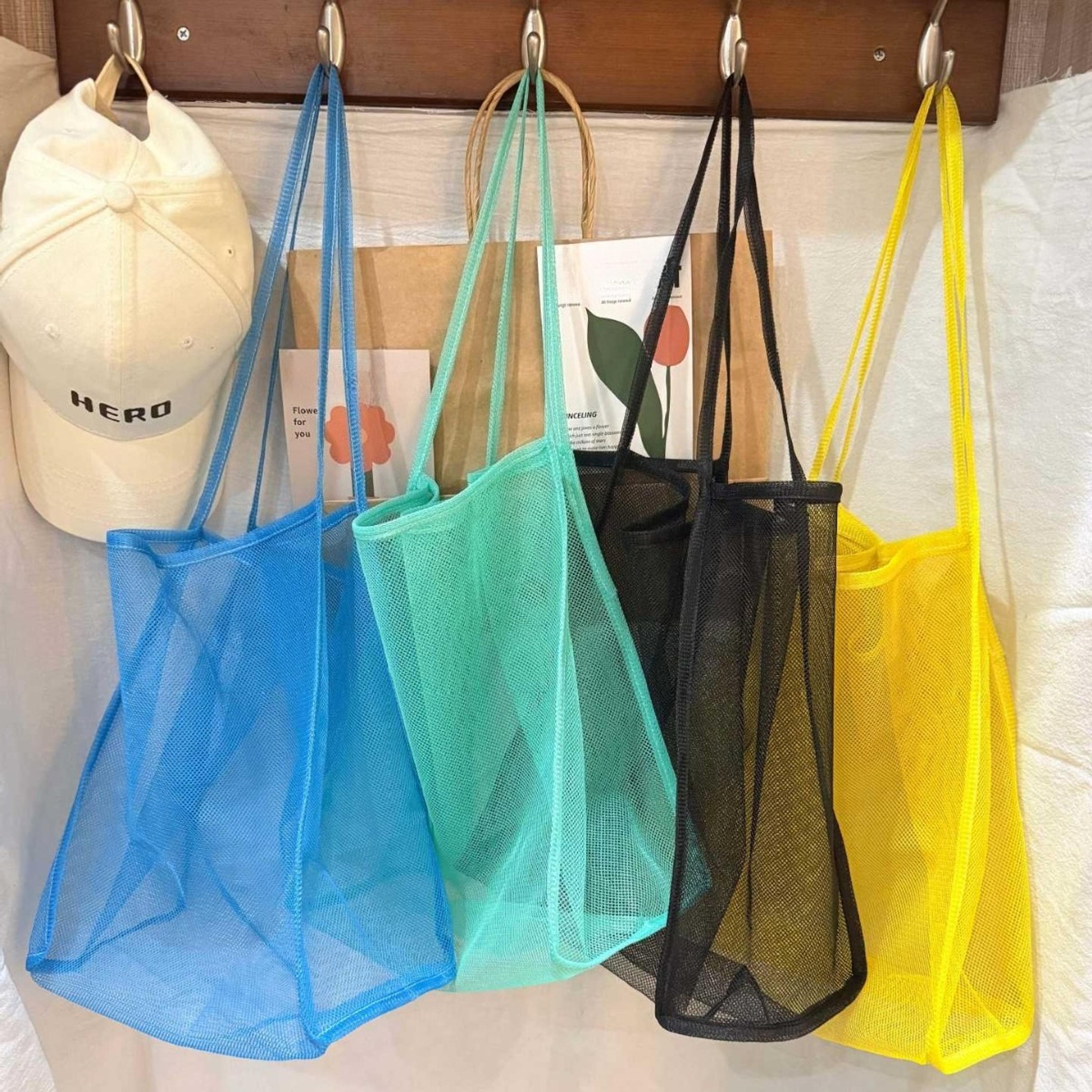 large nylon mesh beach bag for pool toys and vacation essentials