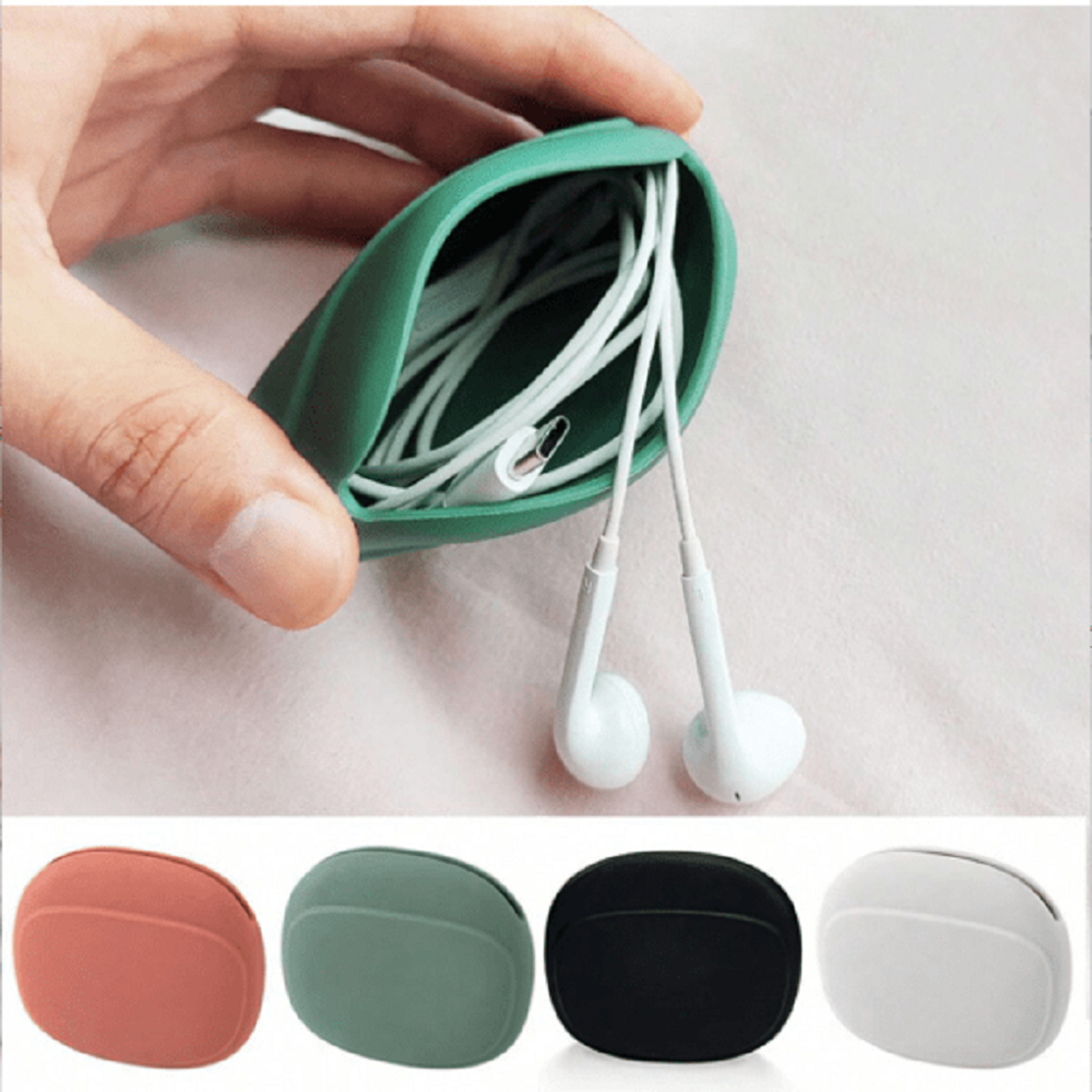 silicone earphone case and cable organizer for usb drives keys and small accessories