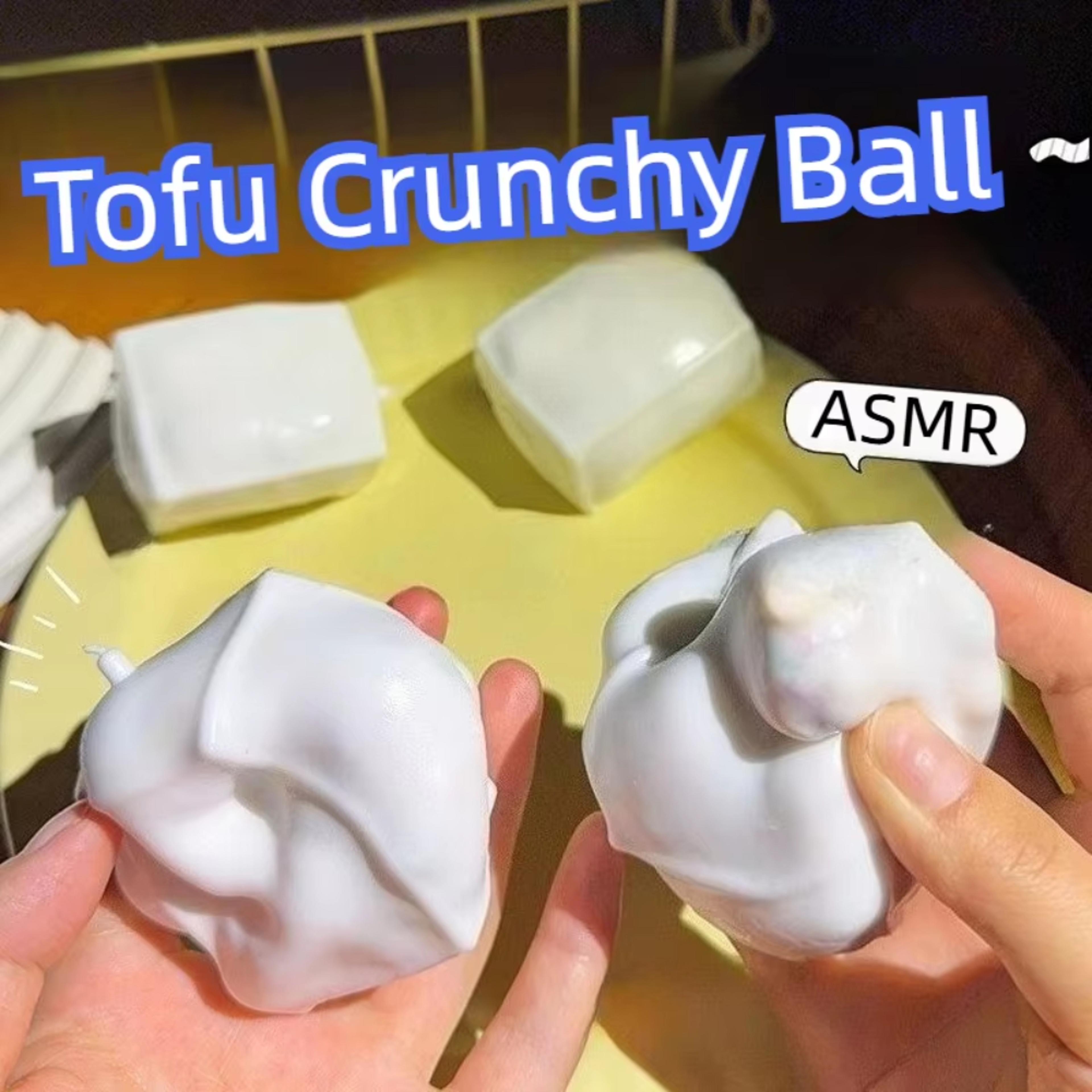 tofu shaped asmr sensory squishy toy with crunchy sound effects