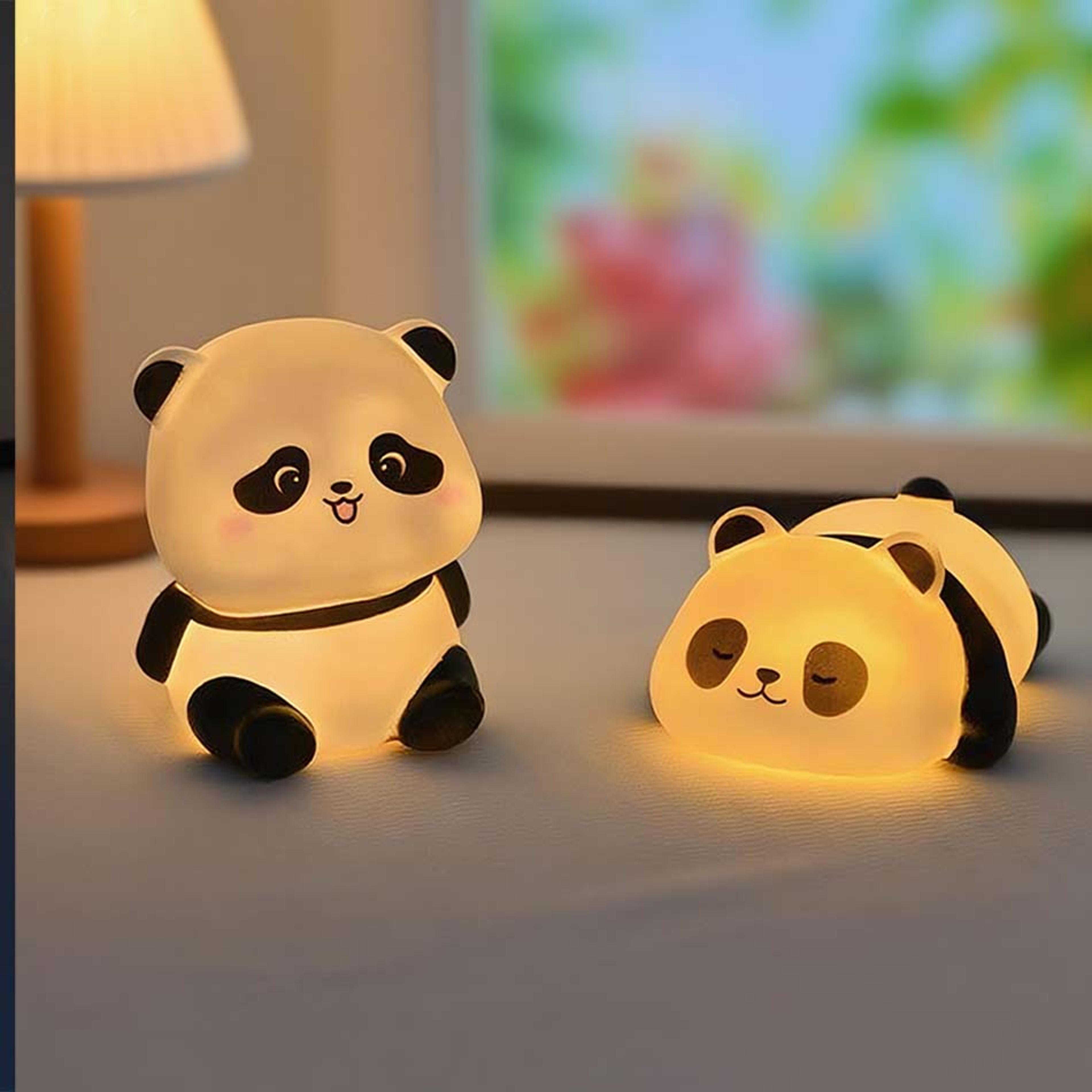 panda led night light pvc bedside decor lamp