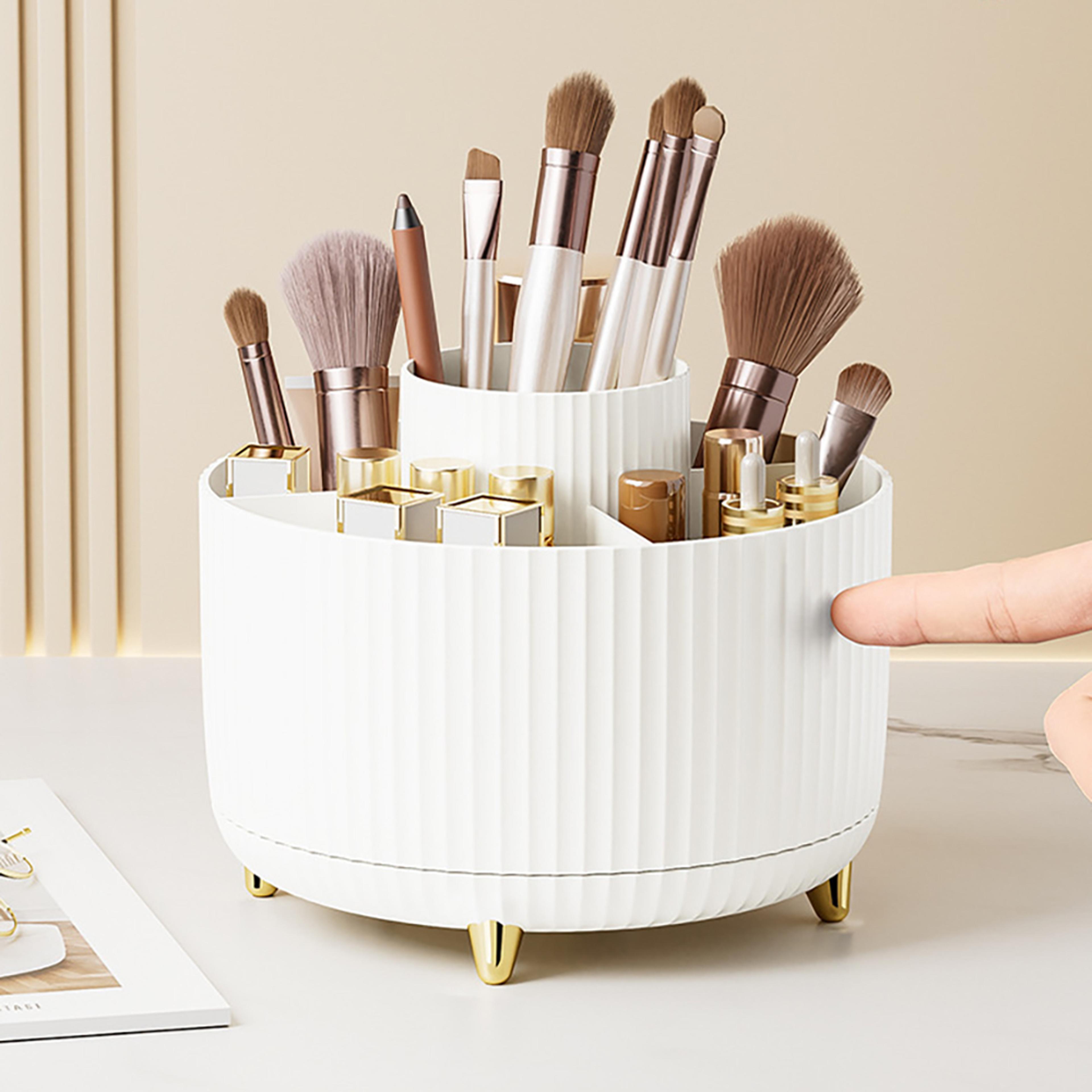rotating makeup organizer large capacity cosmetic brush and lipstick holder