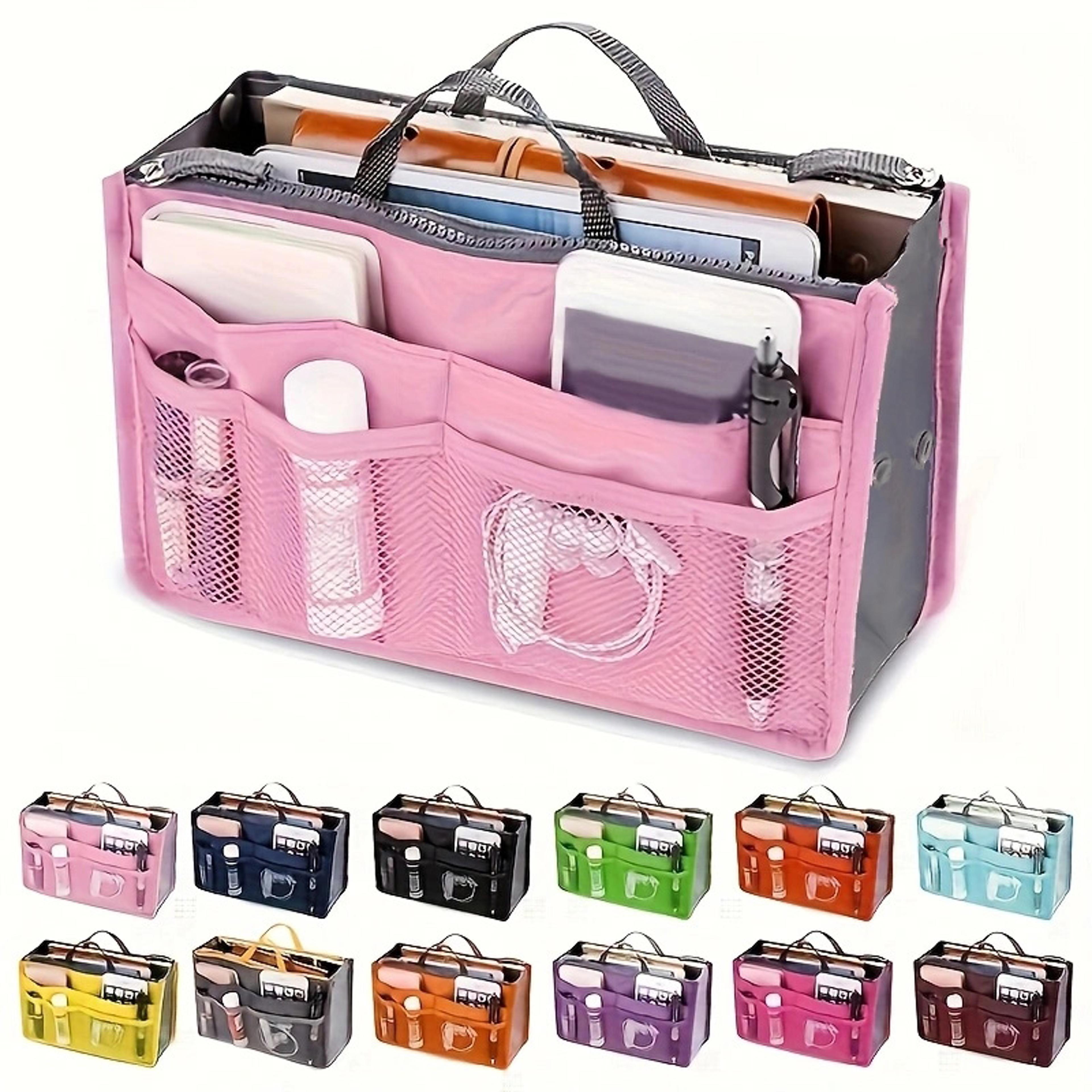 foldable double zipper cosmetic storage bag with expandable design