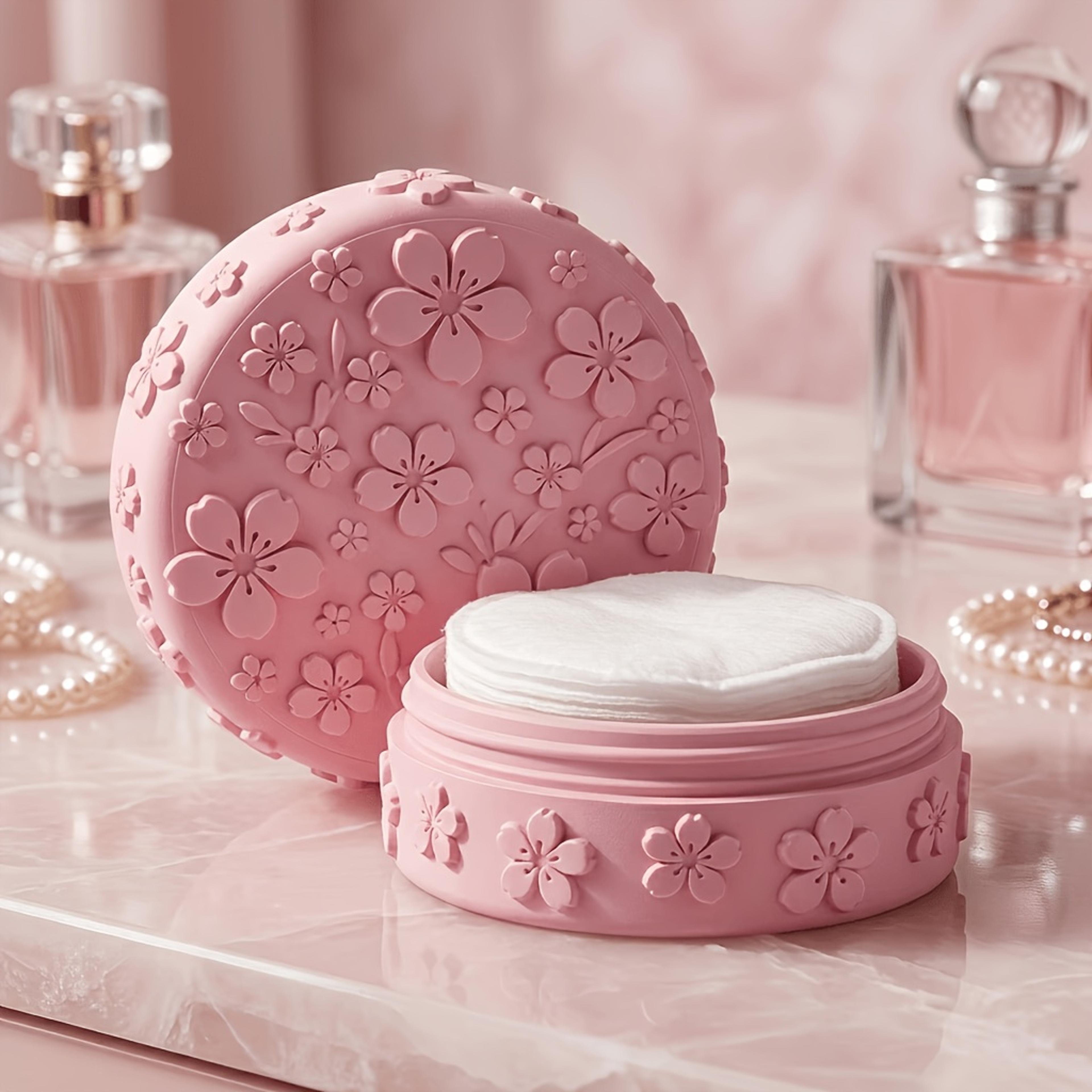 cherry blossom makeup cotton storage box with lid