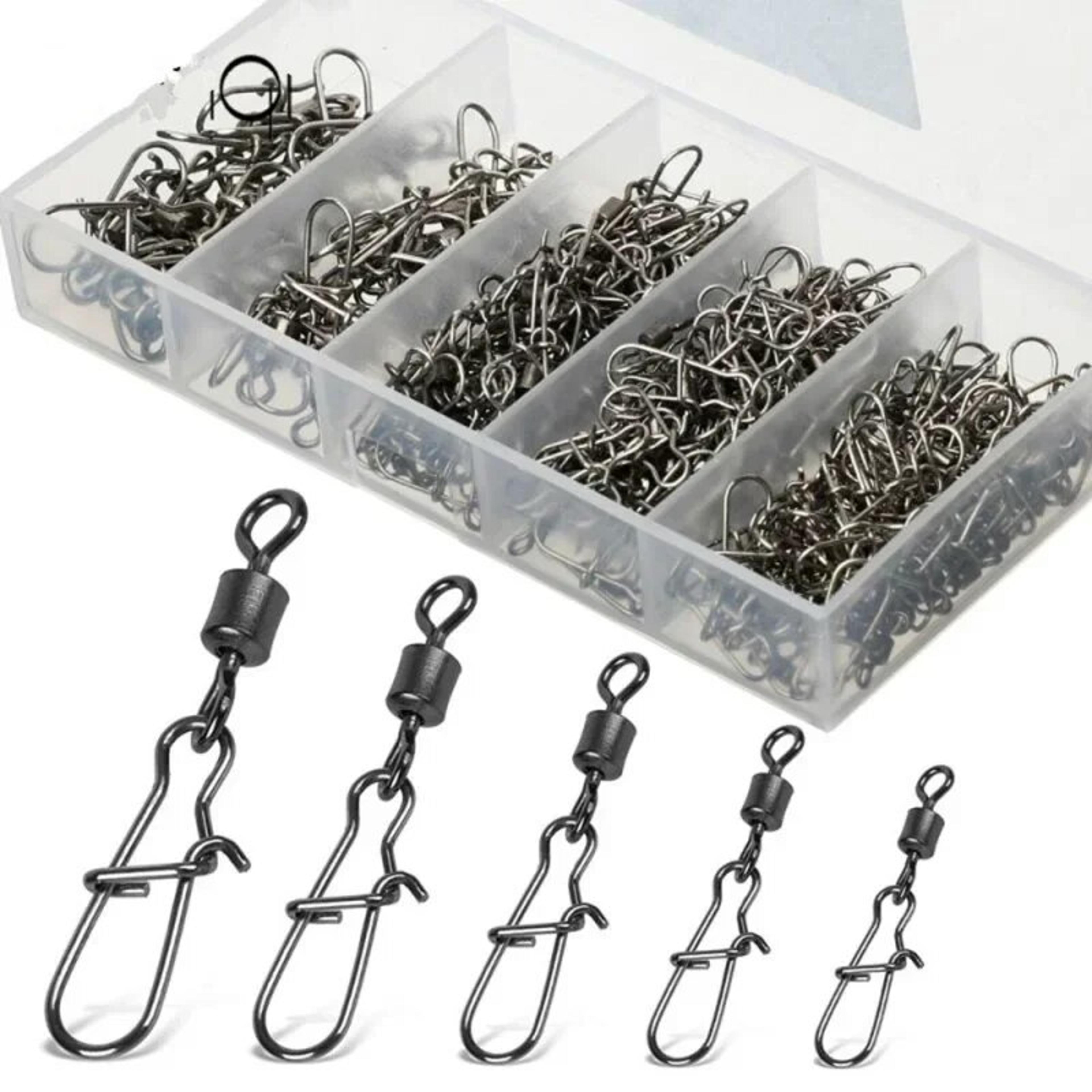 fishing rolling swivel with snap steel alloy connector fifty piece box