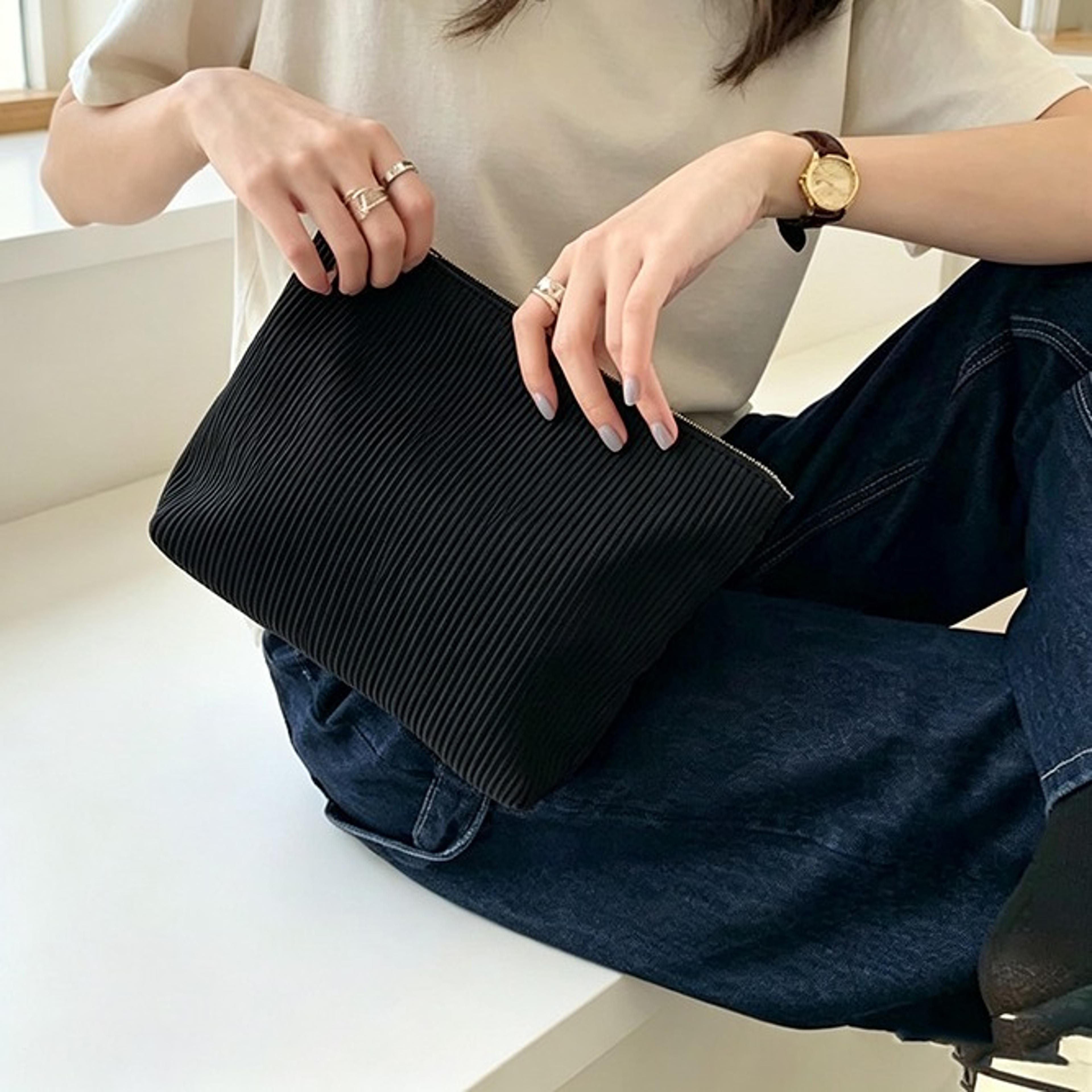 corduroy cosmetic bag large capacity travel makeup organizer zipper pouch