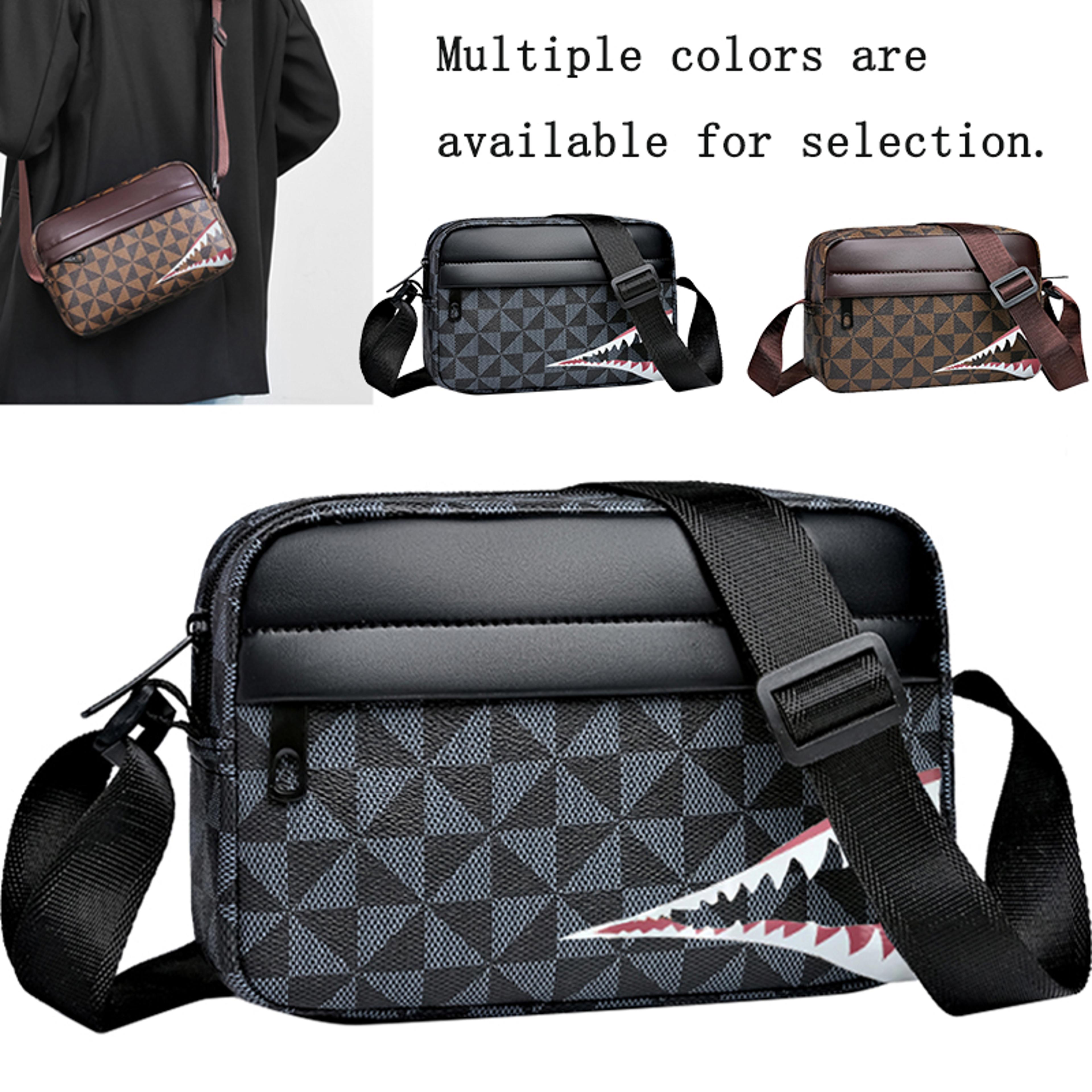 unisex crossbody backpack with shark tooth print and water resistant pu design