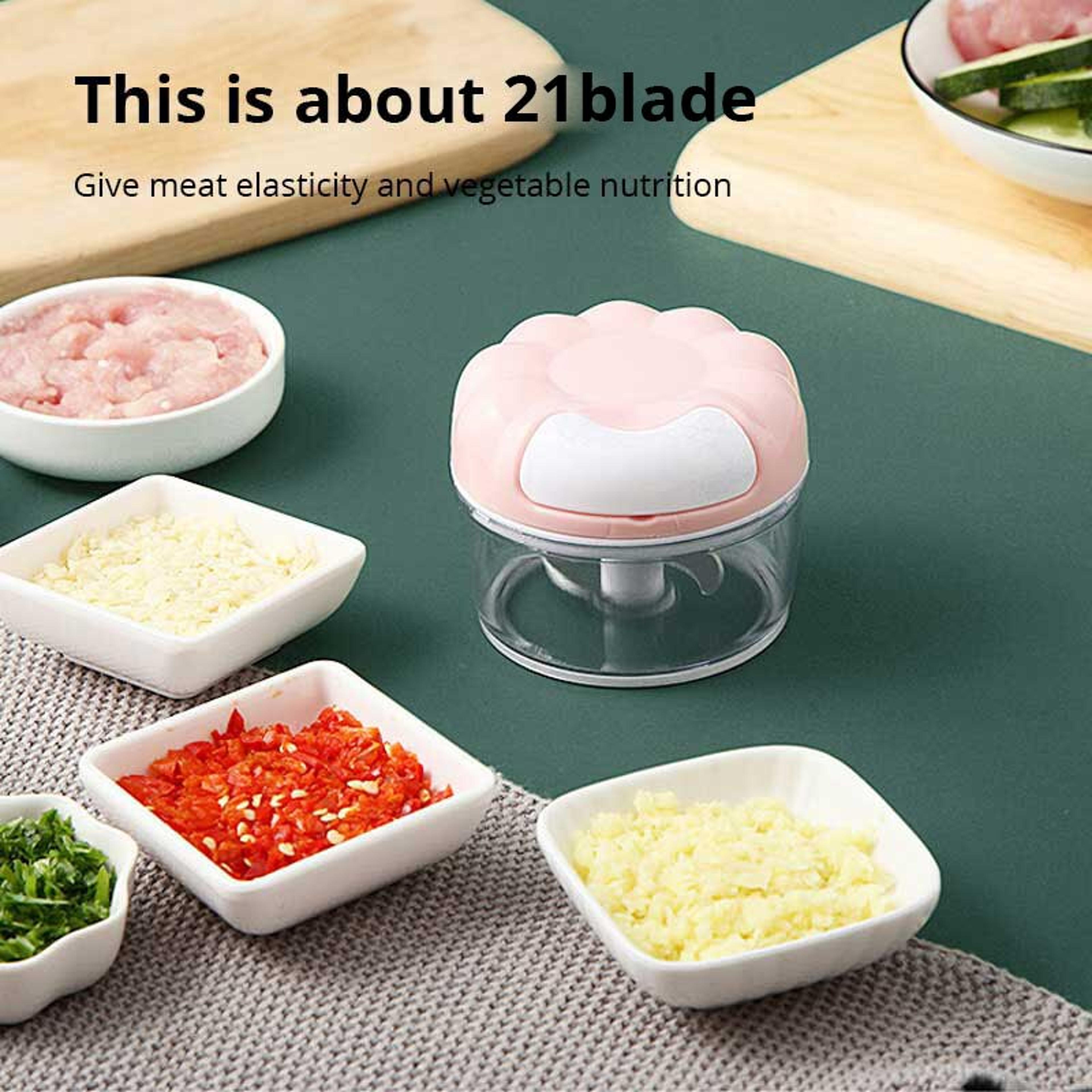 manual garlic masher with stainless steel blade hand pull kitchen chopper