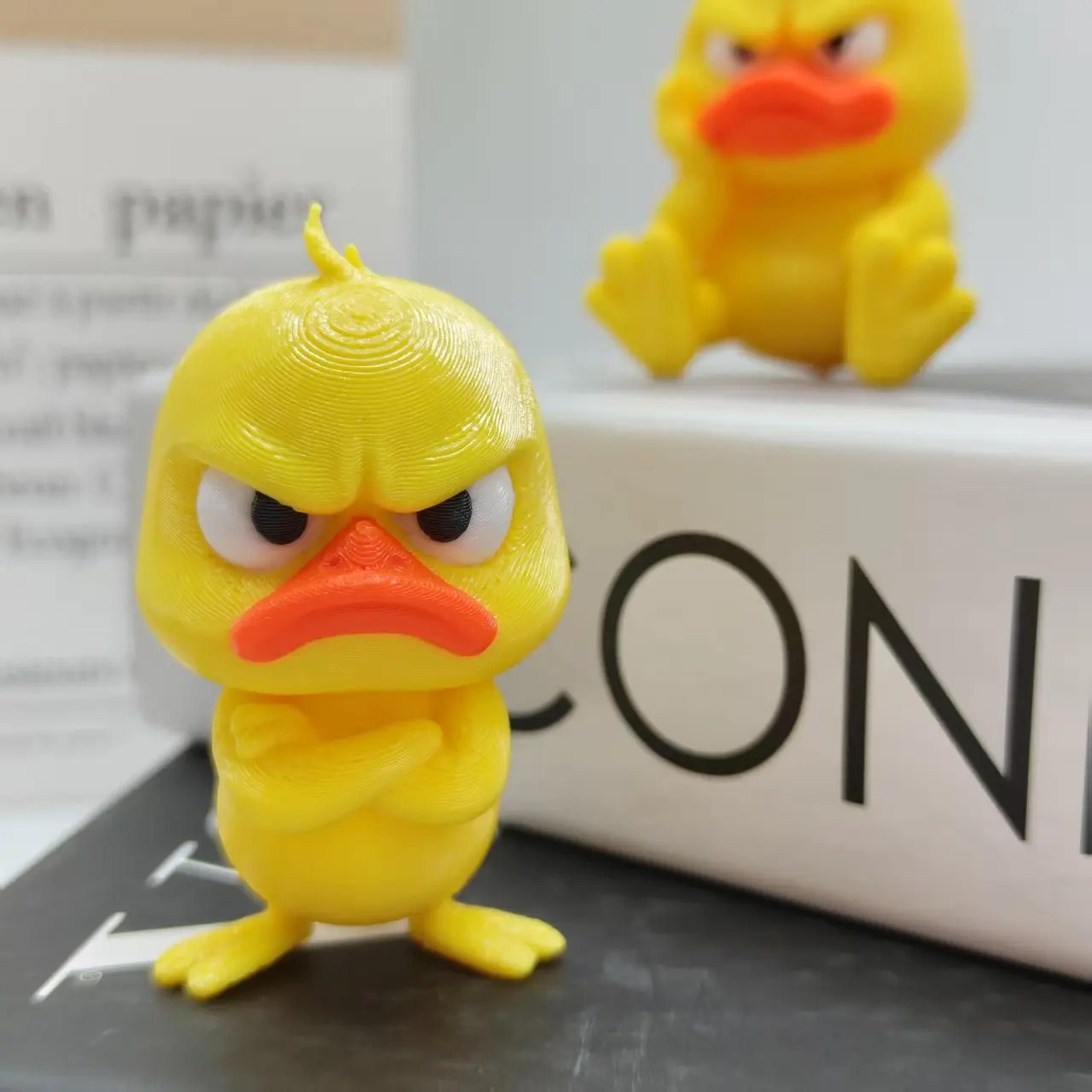 three d printed angry yellow duck statue funny plastic home and car decoration