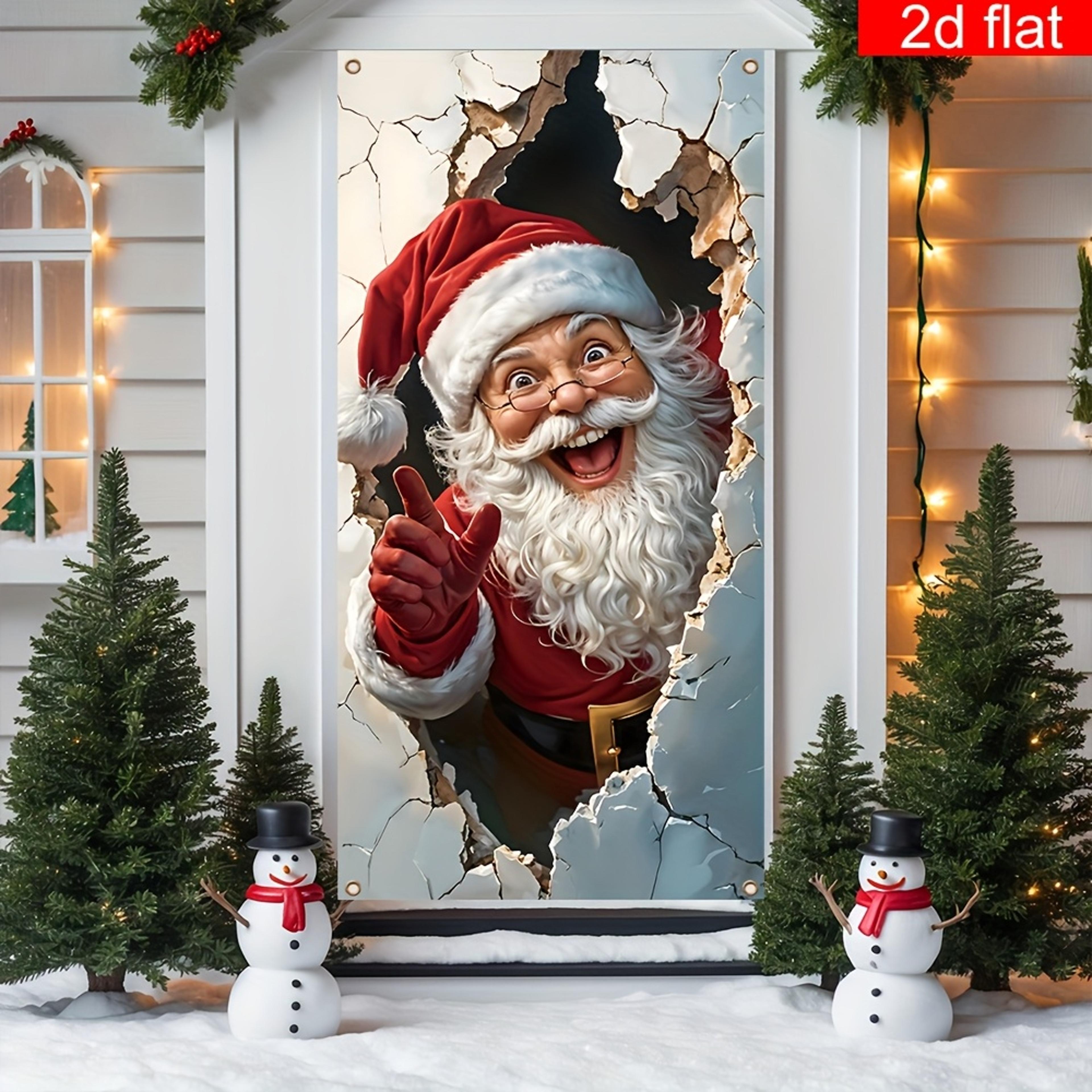 flat holiday santa door banner for christmas and new year decor