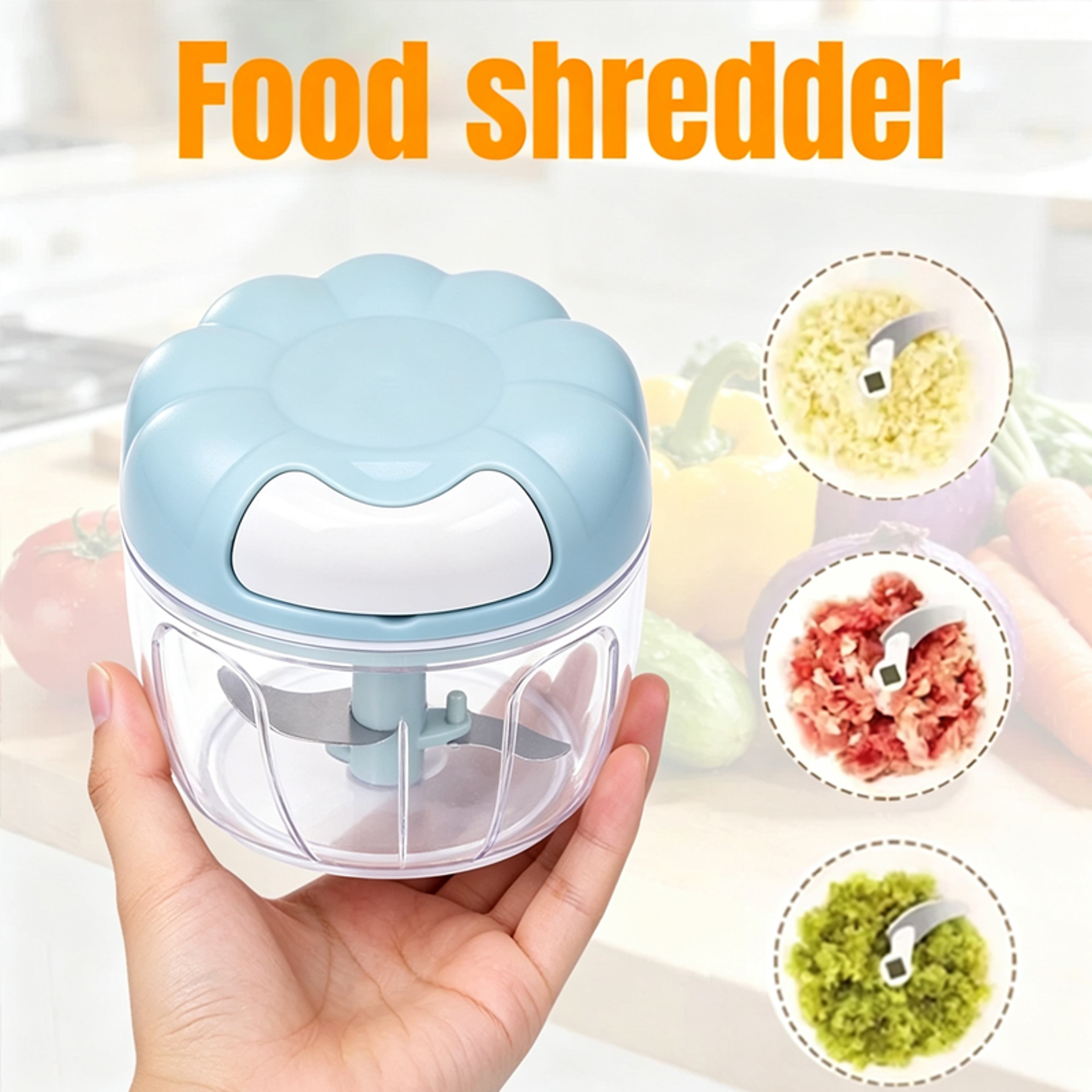 mini manual food chopper with sharp stainless steel blade