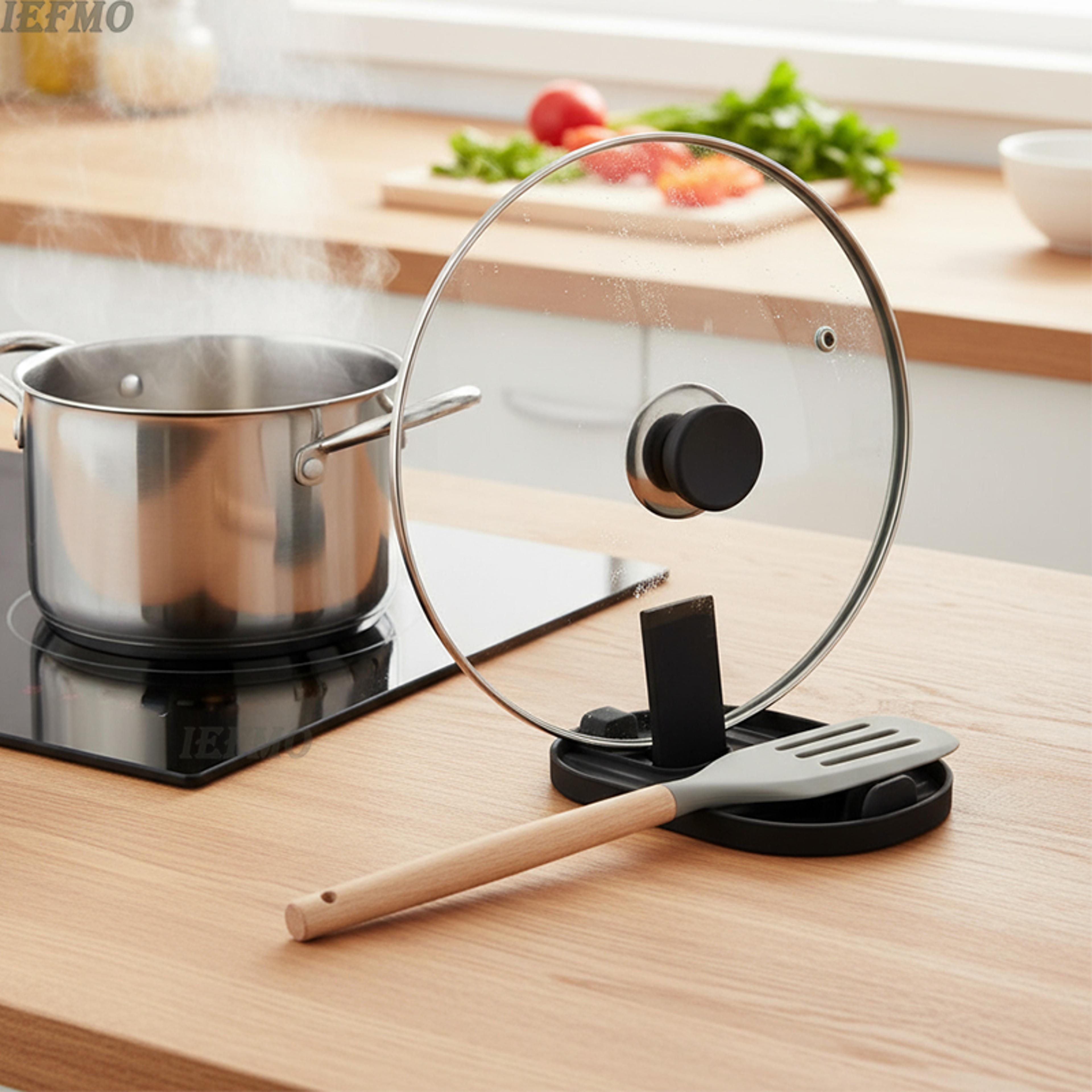 multifunctional pot lid and spoon rest heat resistant non slip kitchen organizer