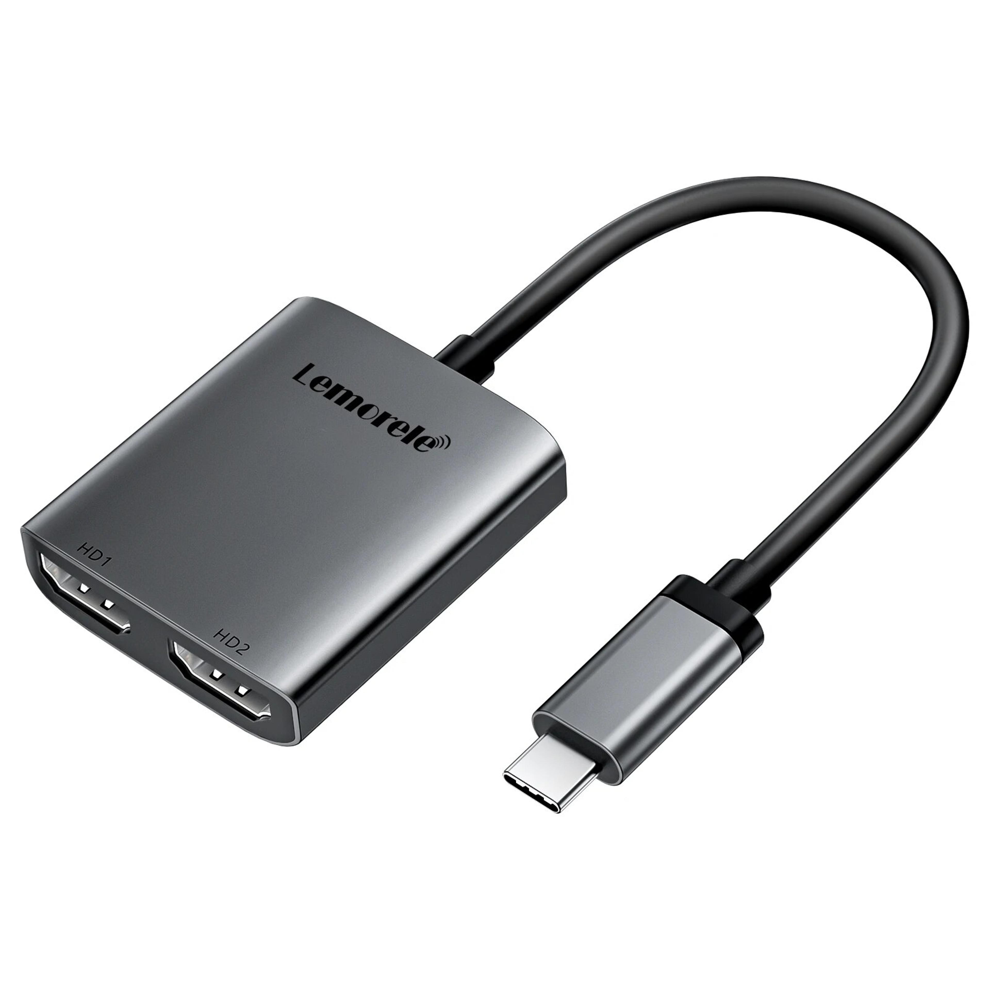 dual hdmi usb c hub four k 60hz display adapter