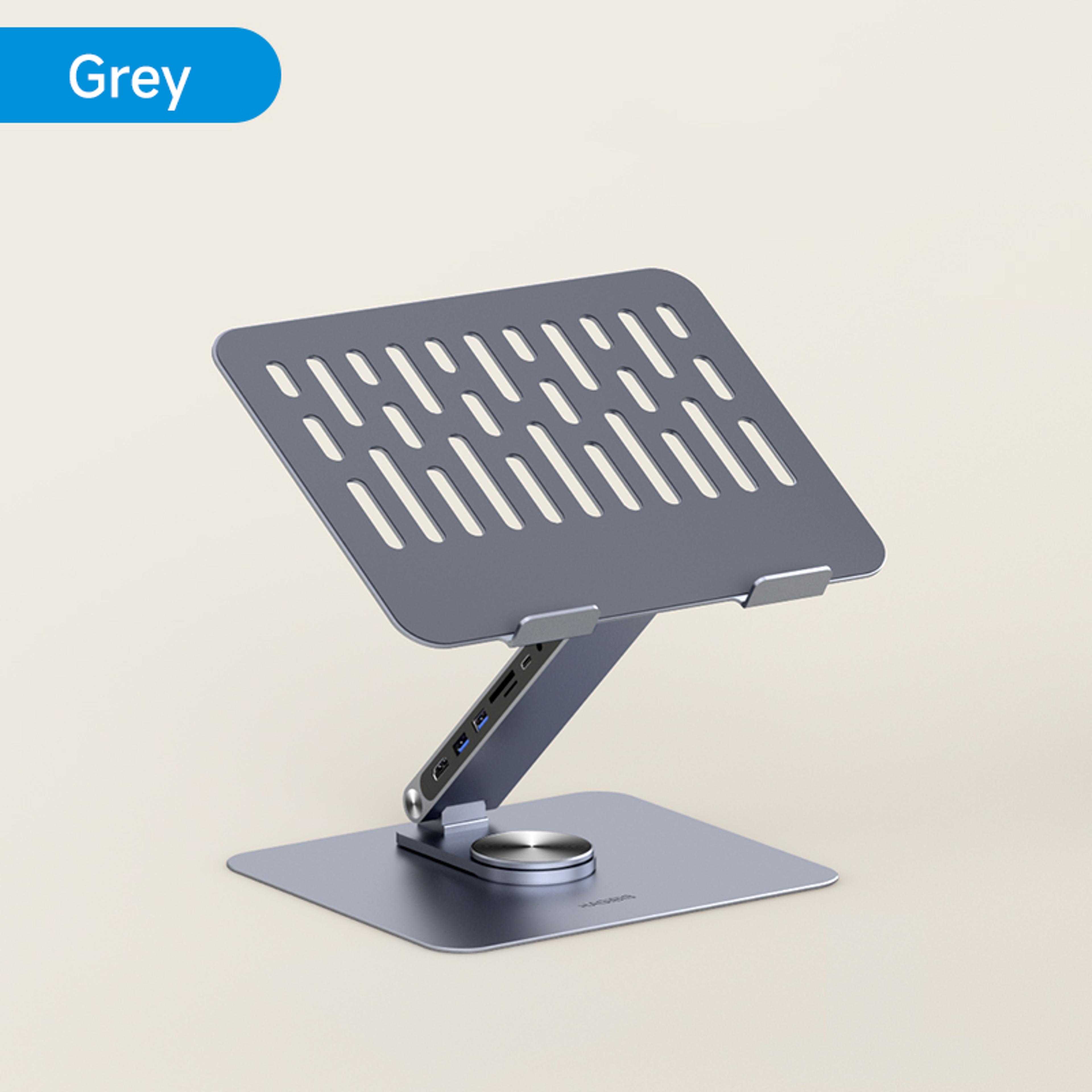 adjustable aluminum laptop stand with usb c dock degree rotating ergonomic riser