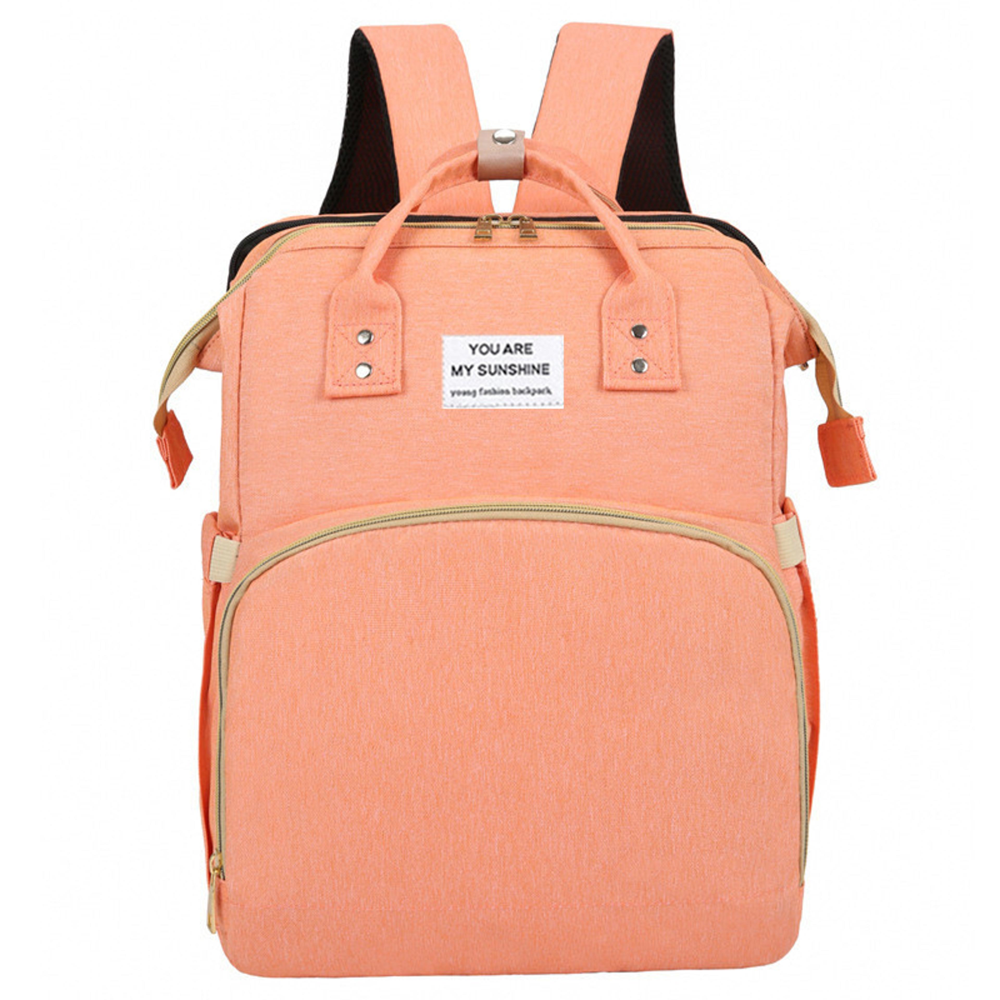 foldable bed diaper bag backpack with insulated pocket and changing station