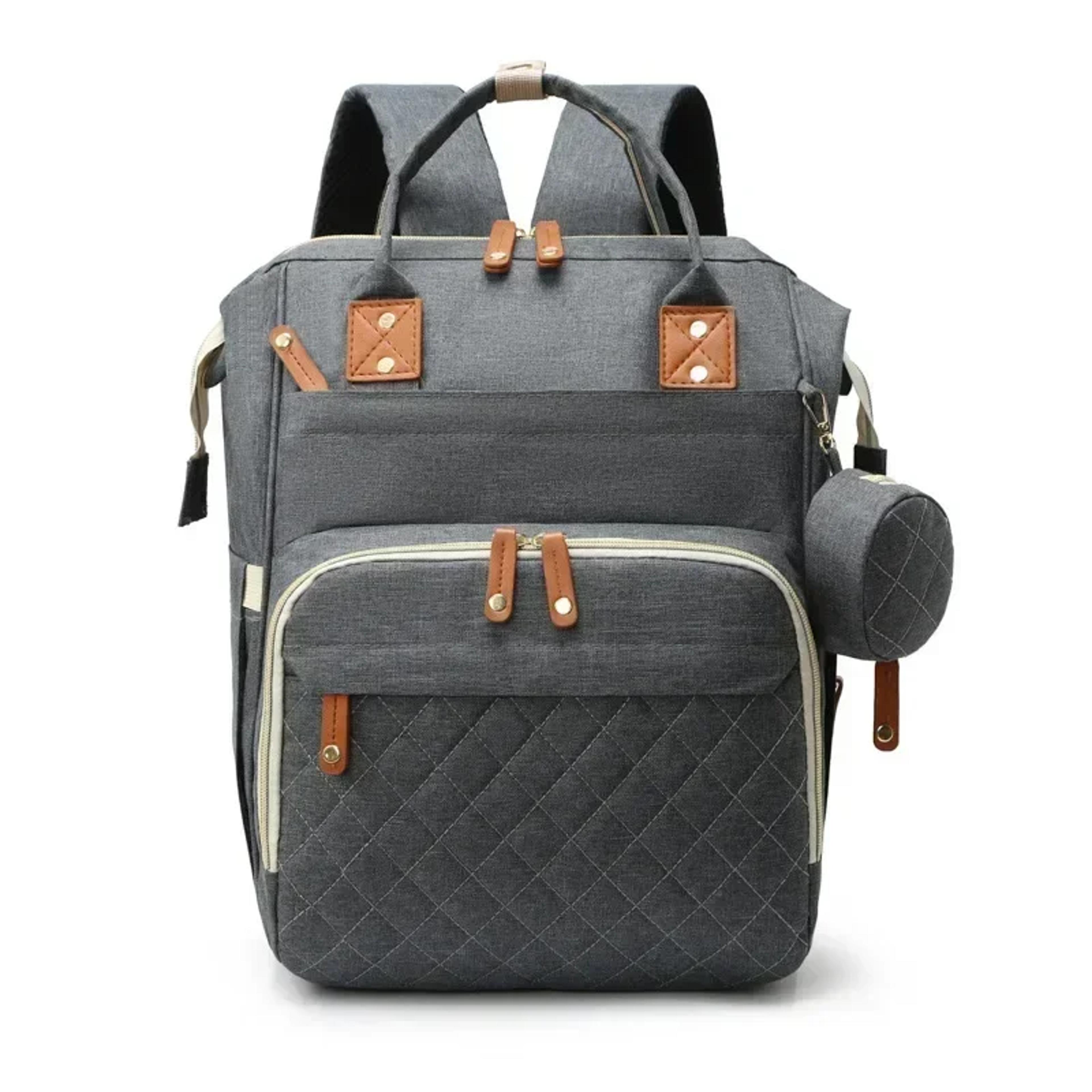 waterproof diaper bag backpack with usb port and plaid pattern