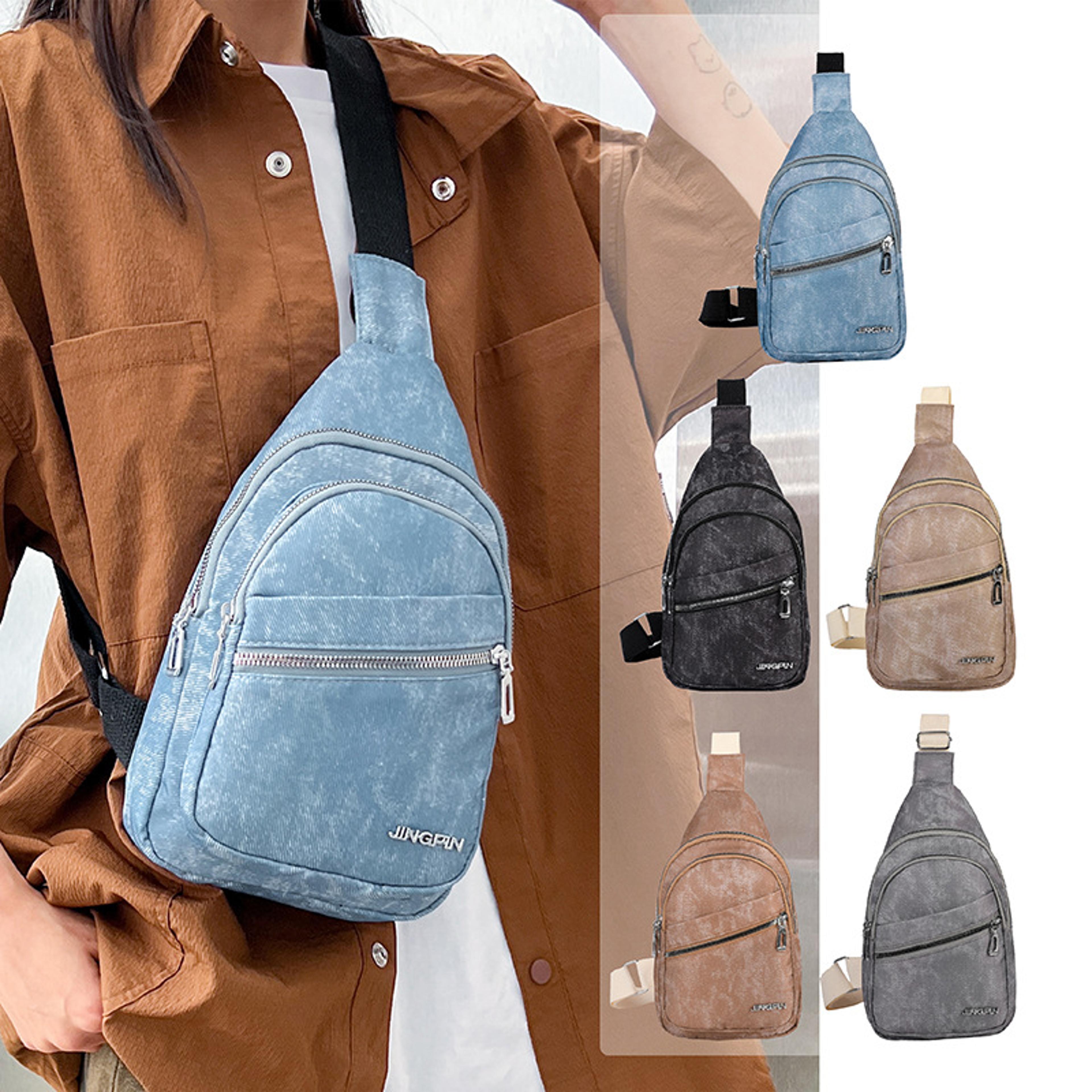 soft pu leather casual chest bag large capacity travel crossbody shoulder bag