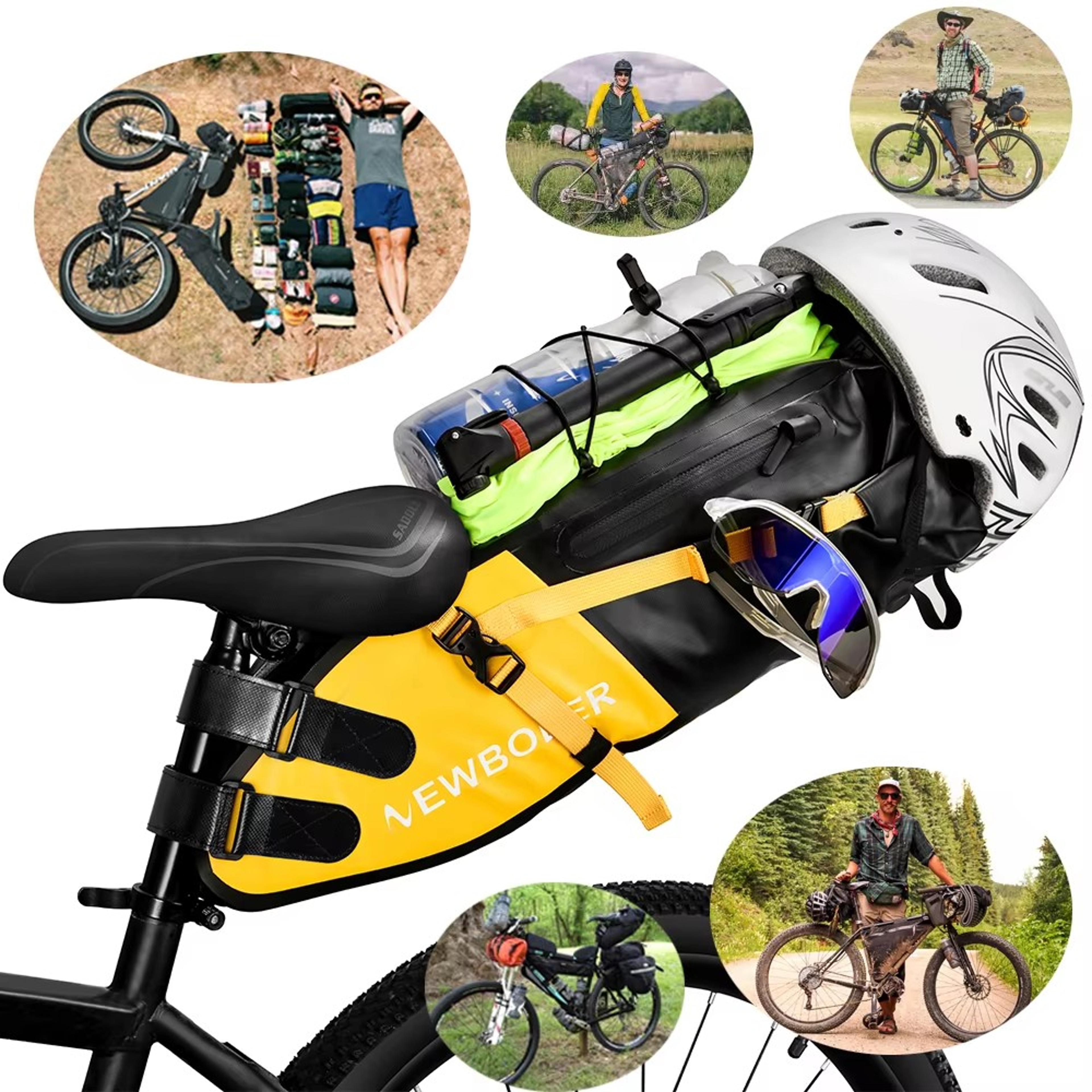 waterproof bike saddle bag foldable rear trunk for bikepacking and cycling