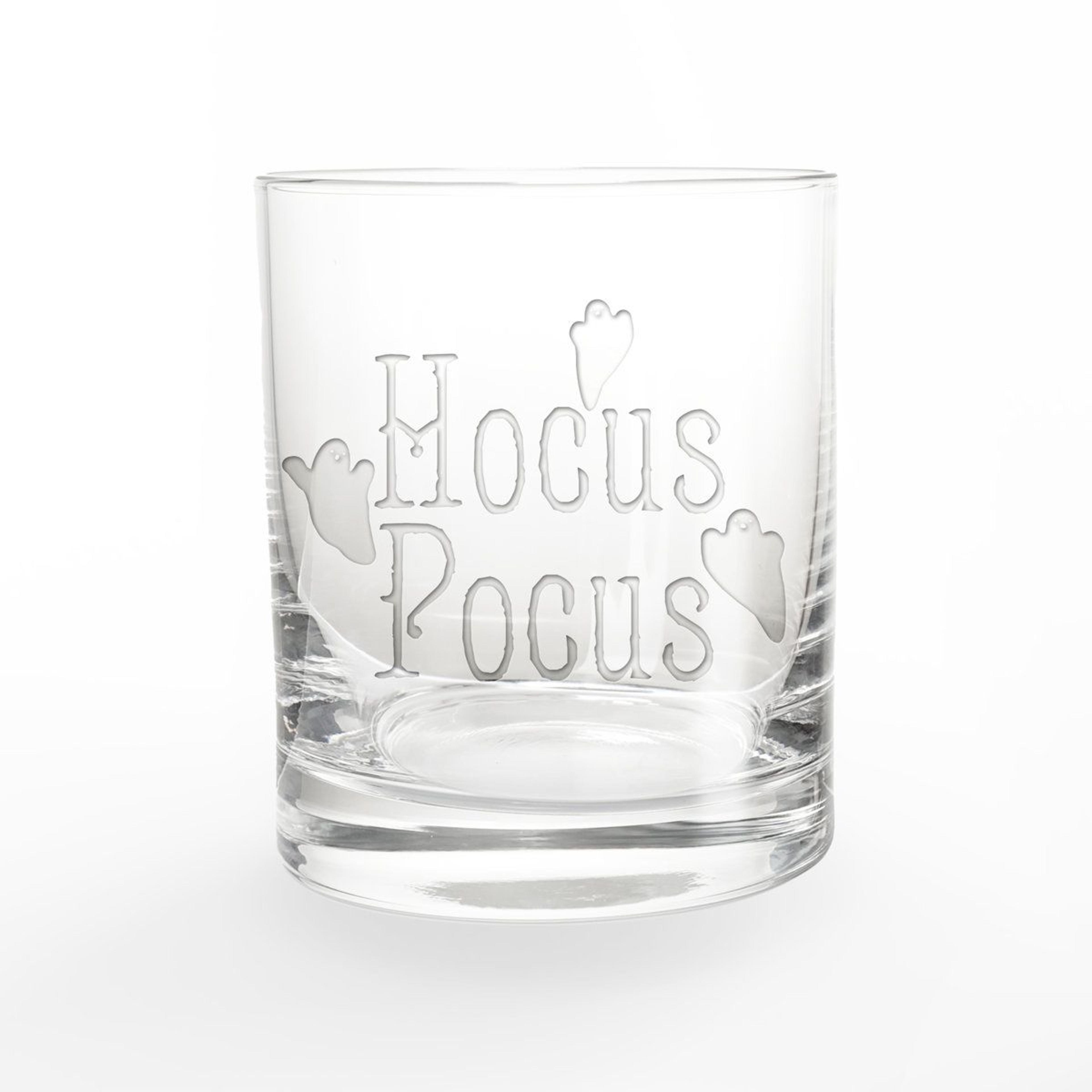 hocus pocus ghost pattern 11 oz whiskey glass for halloween