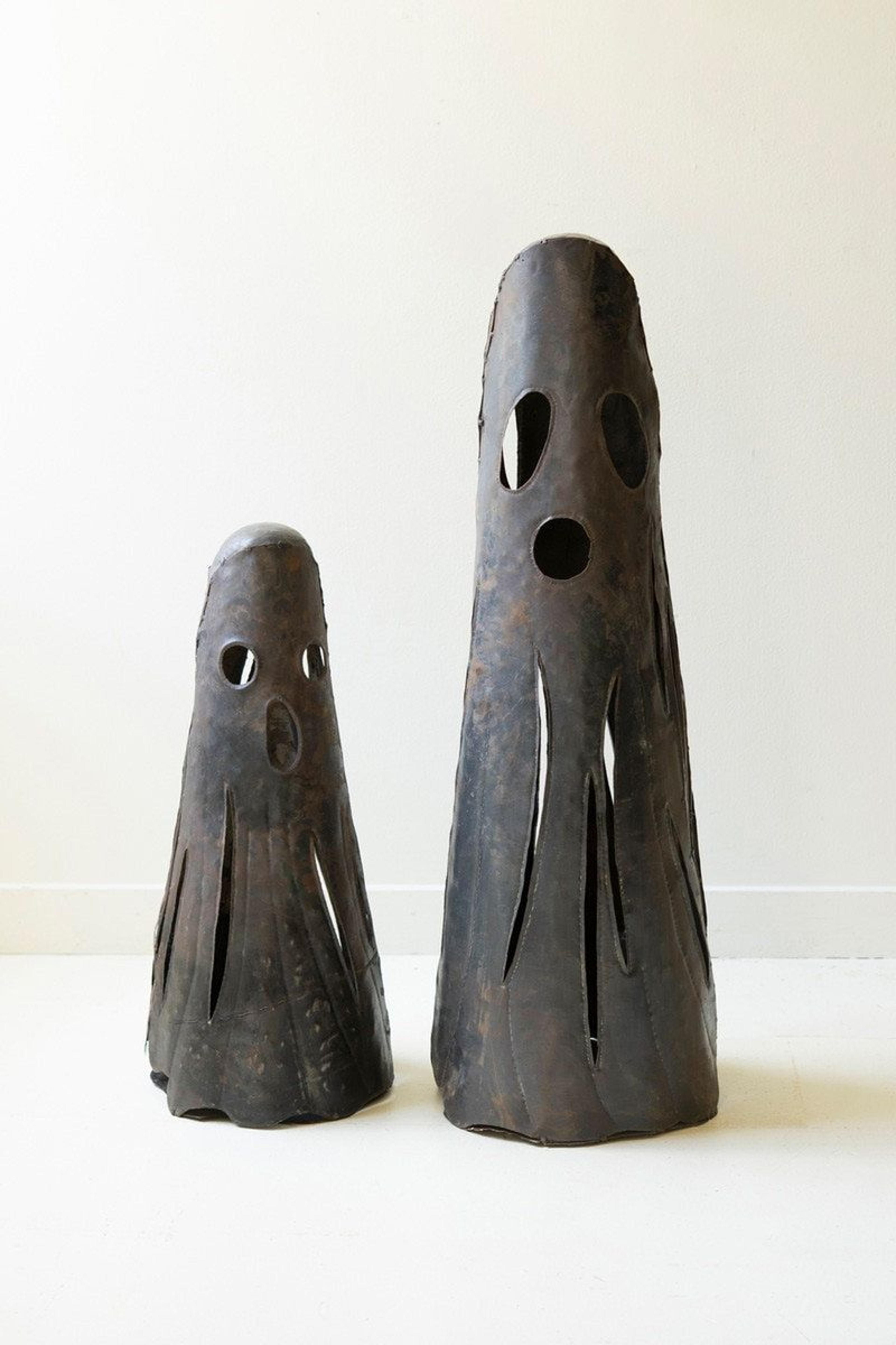 rustic iron ghost halloween luminaries set of 2 for indoor and outdoor decor